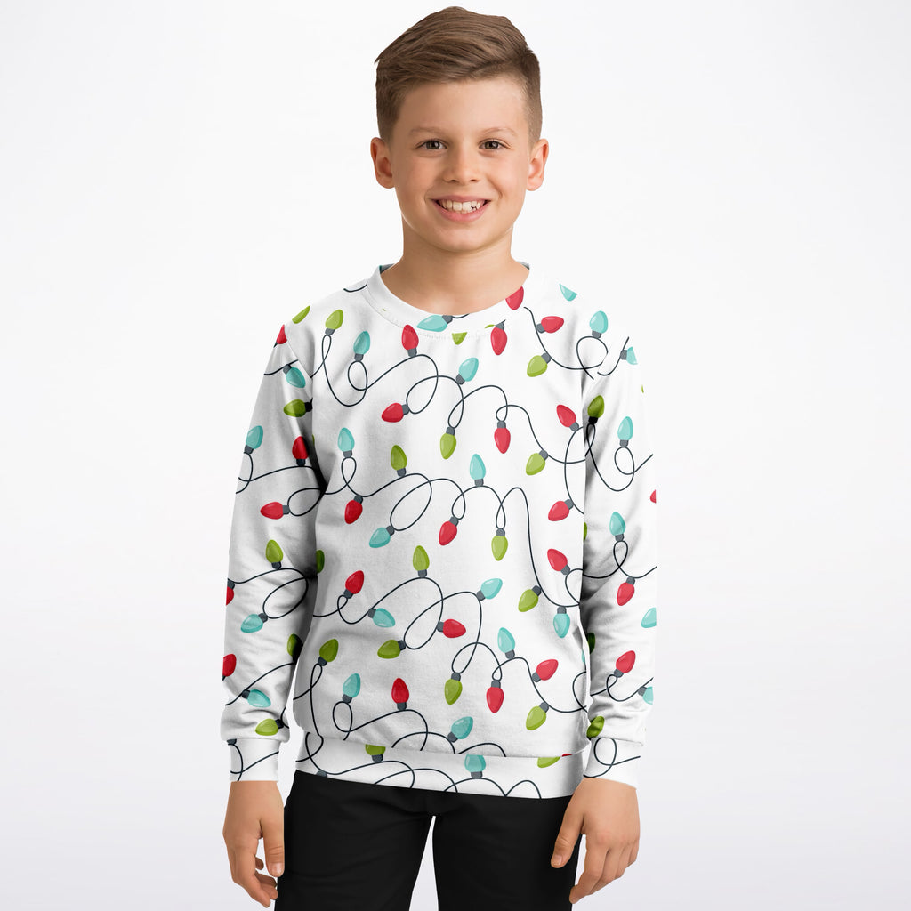 Kids Christmas Lights Sweatshirt – Ultra Soft & Stretchy, Cozy Fleece or Lightweight Sports Fabric Sweatshirt – Ultra Soft & Stretchy, Cozy Fleece or Lightweight Sports Fabric