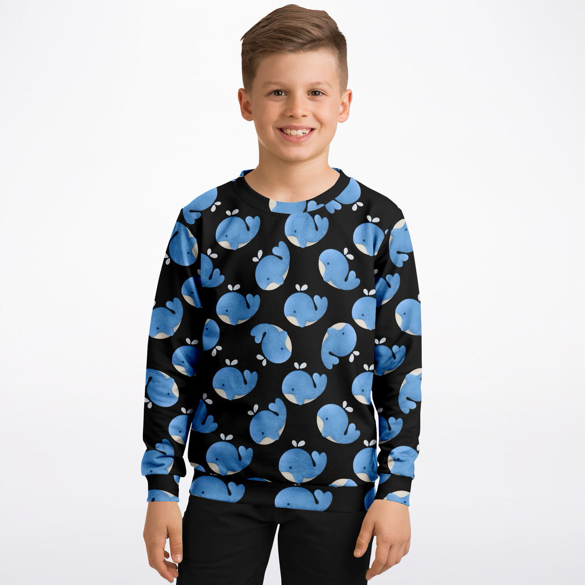 Kids Blue Whale Sweatshirt – Ultra Soft & Stretchy, Cozy Fleece or Lightweight Sports Fabric Sweatshirt – Ultra Soft & Stretchy, Cozy Fleece or Lightweight Sports Fabric