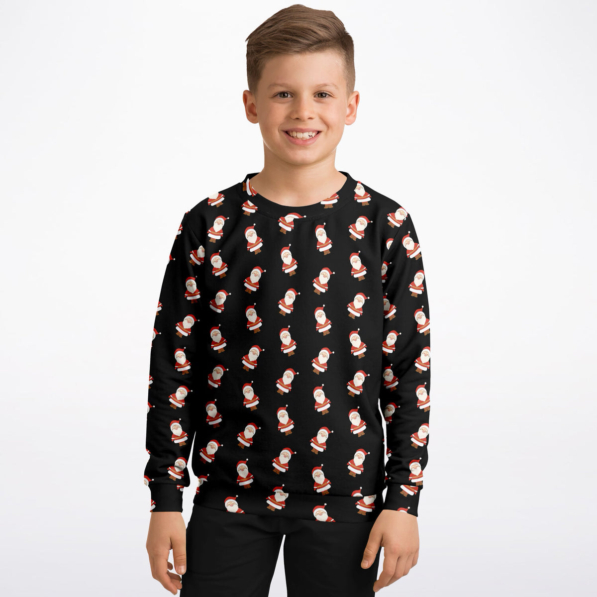 Kids Santa Claus Christmas Sweatshirt – Ultra Soft & Stretchy, Cozy Fleece or Lightweight Sports Fabric Sweatshirt – Ultra Soft & Stretchy, Cozy Fleece or Lightweight Sports Fabric