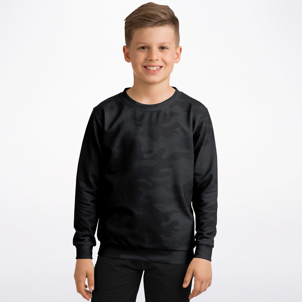 Kids Black Camouflage Sweatshirt – Ultra Soft & Stretchy, Cozy Fleece or Lightweight Sports Fabric Sweatshirt – Ultra Soft & Stretchy, Cozy Fleece or Lightweight Sports Fabric