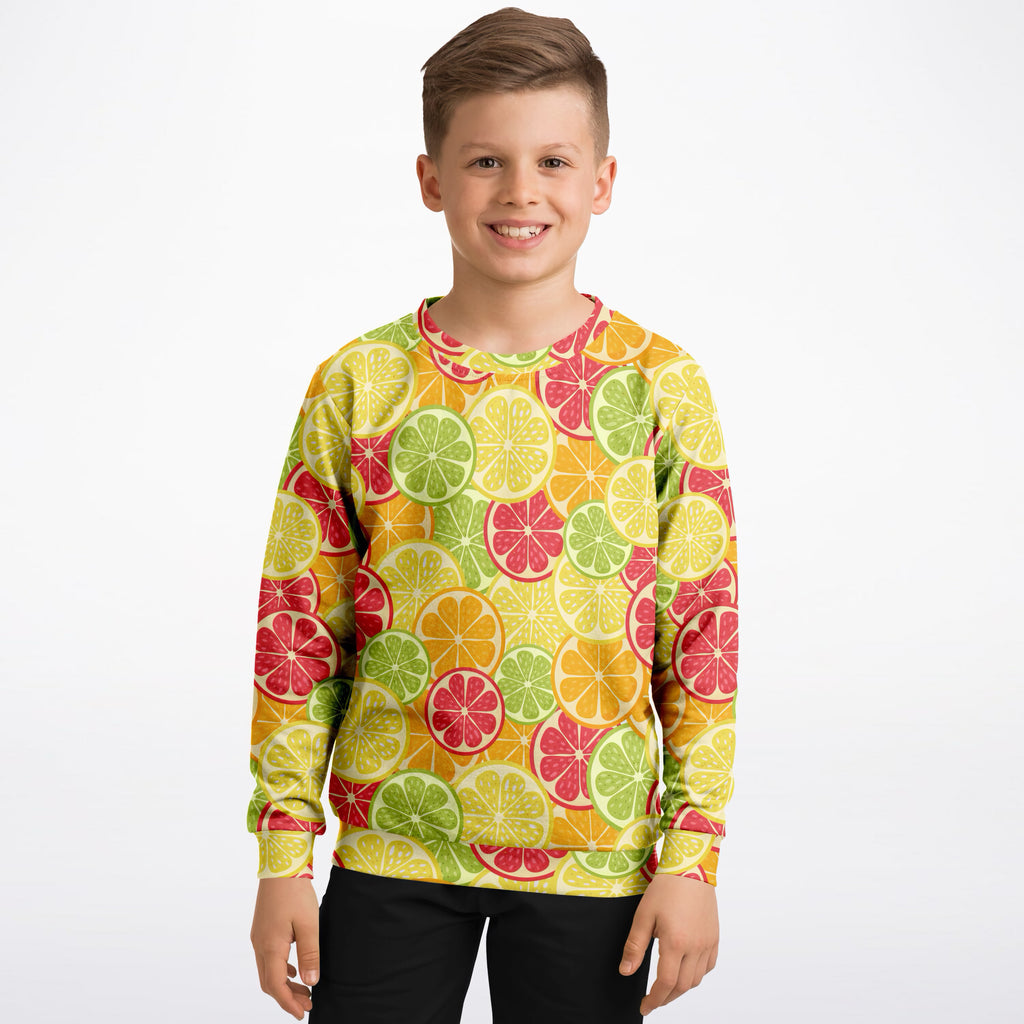 Kids Citrus Fruit Sweatshirt – Ultra Soft & Stretchy, Cozy Fleece or Lightweight Sports Fabric Sweatshirt – Ultra Soft & Stretchy, Cozy Fleece or Lightweight Sports Fabric