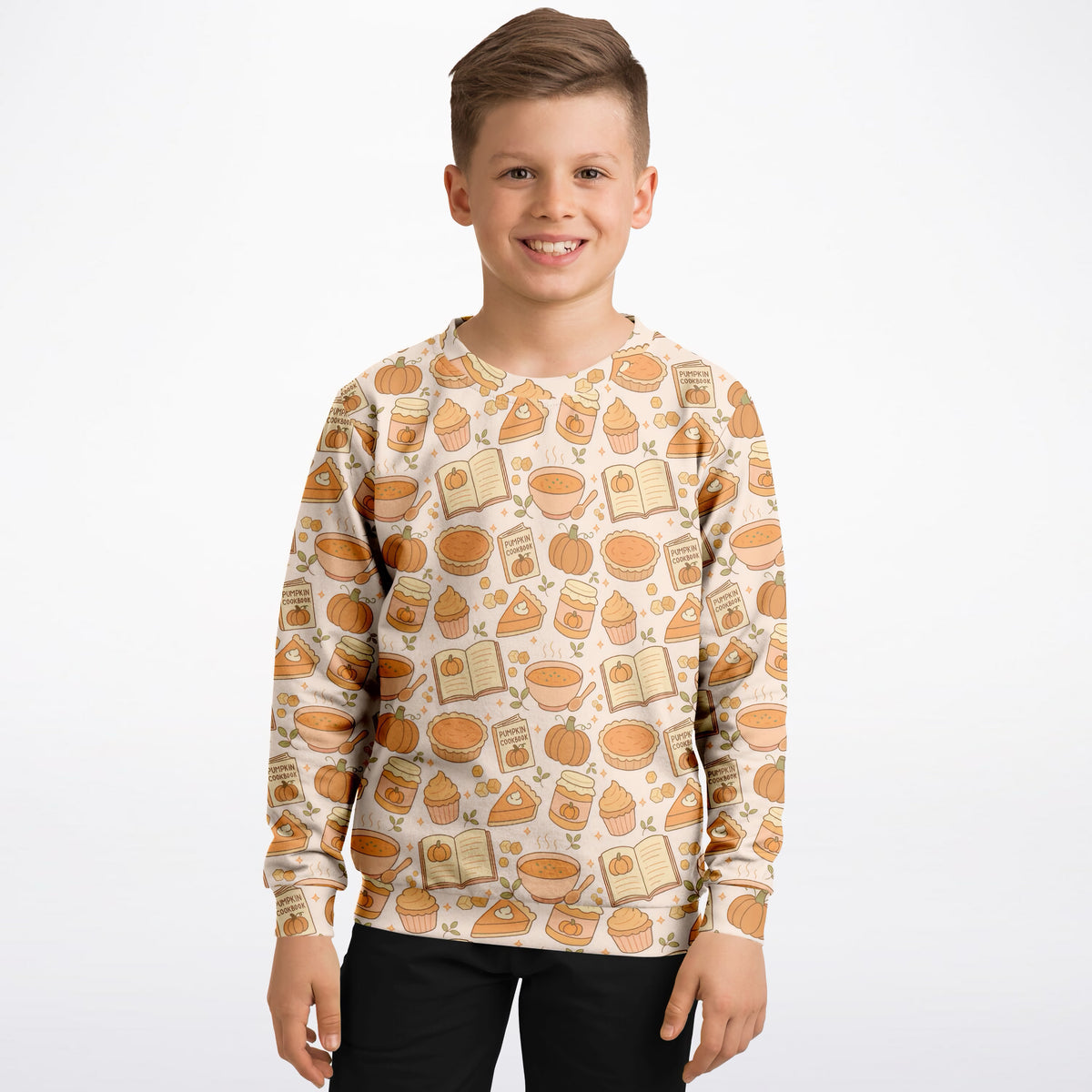 Kids Pumpkin Pie Themed Sweatshirt – Ultra Soft & Stretchy, Cozy Fleece or Lightweight Sports Fabric Sweatshirt – Ultra Soft & Stretchy, Cozy Fleece or Lightweight Sports Fabric