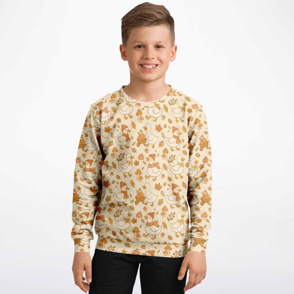 Kids Autumn Duck Sweatshirt – Ultra Soft & Stretchy, Cozy Fleece or Lightweight Sports Fabric Sweatshirt – Ultra Soft & Stretchy, Cozy Fleece or Lightweight Sports Fabric