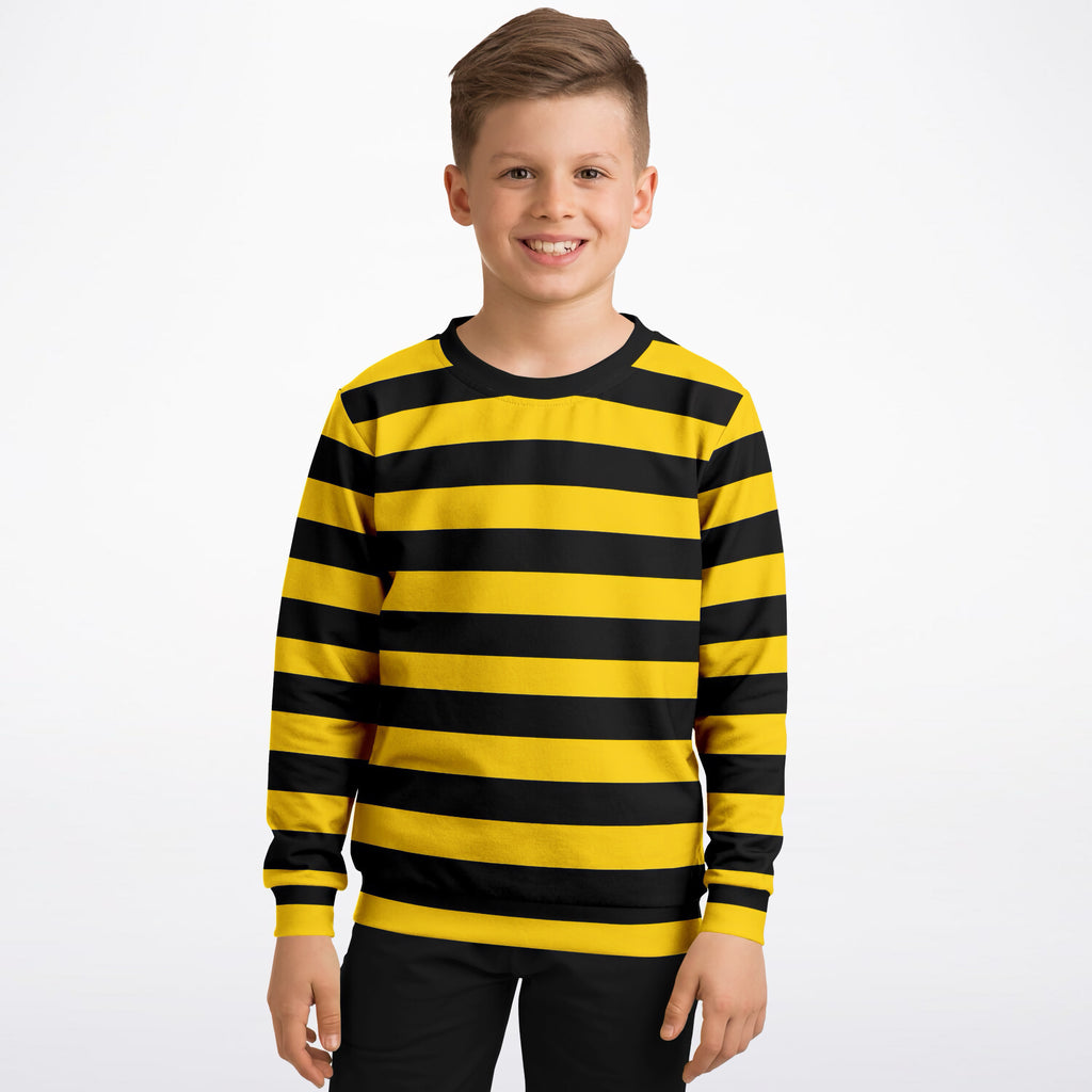 Kids Bee Stripe Sweatshirt – Ultra Soft & Stretchy, Cozy Fleece or Lightweight Sports Fabric Sweatshirt – Ultra Soft & Stretchy, Cozy Fleece or Lightweight Sports Fabric