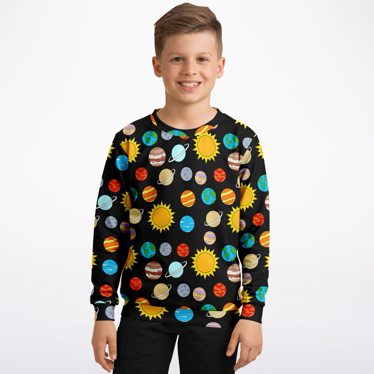 Kids Solar System Sweatshirt – Ultra Soft & Stretchy, Cozy Fleece or Lightweight Sports Fabric Sweatshirt – Ultra Soft & Stretchy, Cozy Fleece or Lightweight Sports Fabric