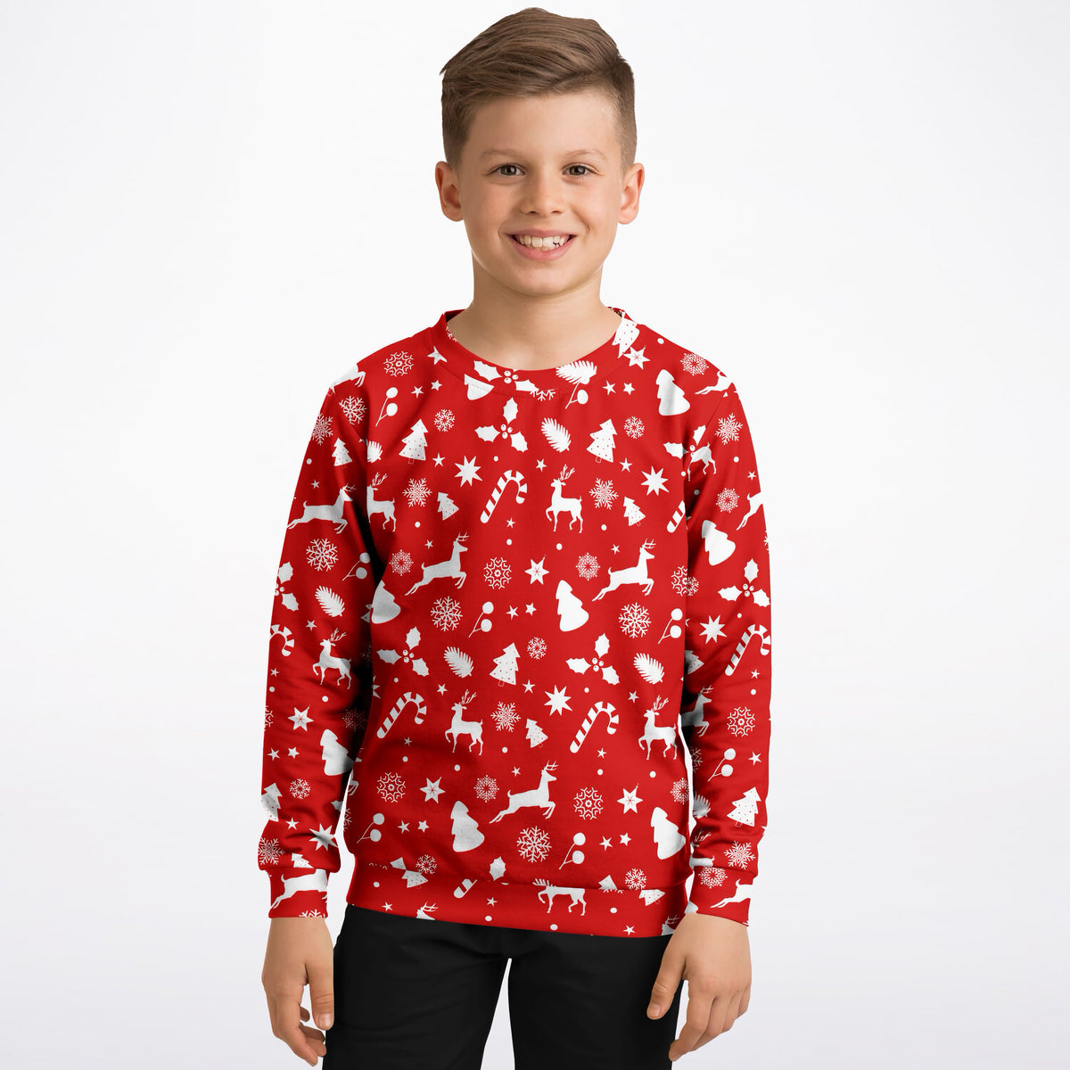 Kids Red Christmas Sweatshirt – Ultra Soft & Stretchy, Cozy Fleece or Lightweight Sports Fabric Sweatshirt – Ultra Soft & Stretchy, Cozy Fleece or Lightweight Sports Fabric