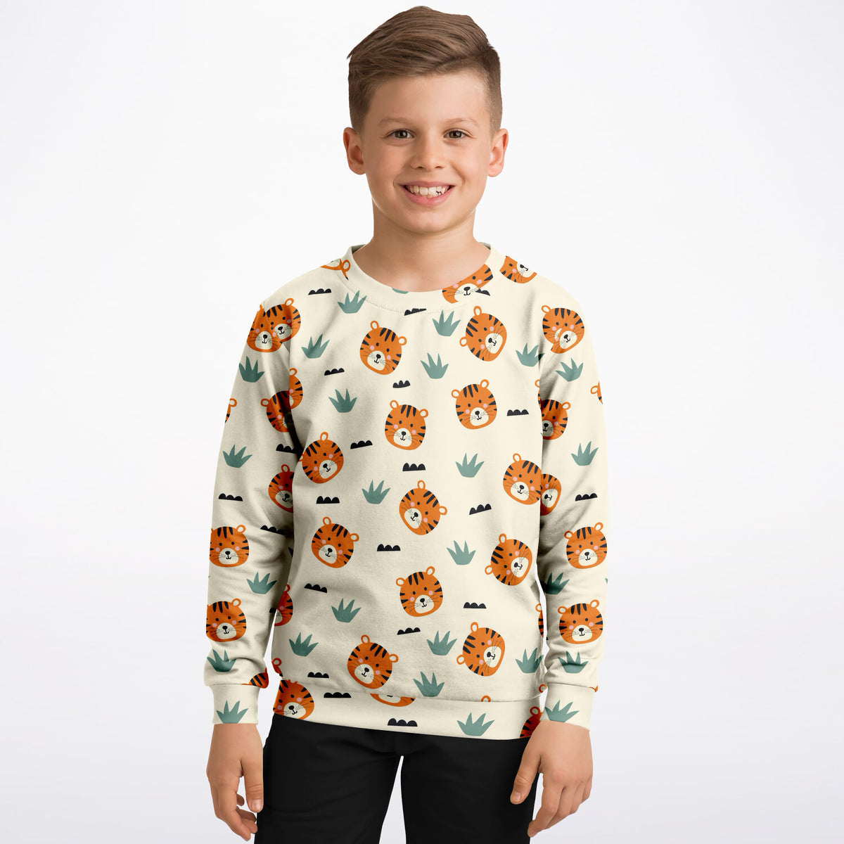 Kids Tiger Face Sweatshirt – Ultra Soft & Stretchy, Cozy Fleece or Lightweight Sports Fabric Sweatshirt – Ultra Soft & Stretchy, Cozy Fleece or Lightweight Sports Fabric