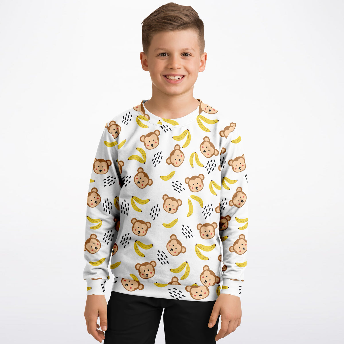 Kids Cute Monkey & Banana Sweatshirt – Ultra Soft & Stretchy, Cozy Fleece or Lightweight Sports Fabric Sweatshirt – Ultra Soft & Stretchy, Cozy Fleece or Lightweight Sports Fabric