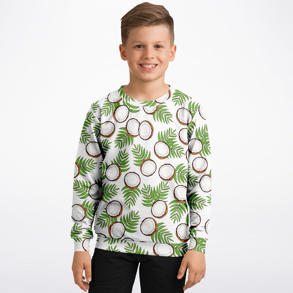 Kids Tropical Coconut Sweatshirt – Ultra Soft & Stretchy, Cozy Fleece or Lightweight Sports Fabric Sweatshirt – Ultra Soft & Stretchy, Cozy Fleece or Lightweight Sports Fabric