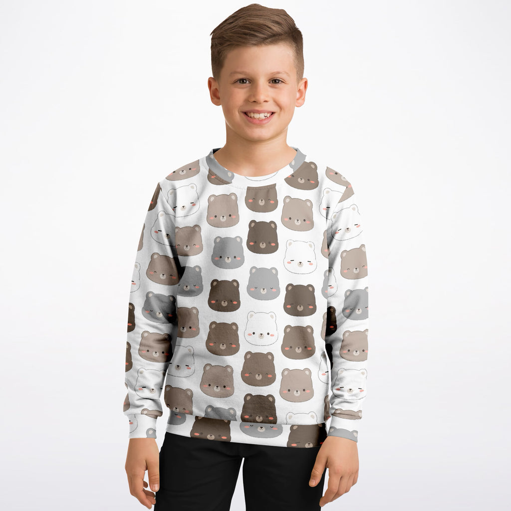 Kids Cute Bear Face Sweatshirt – Ultra Soft & Stretchy, Cozy Fleece or Lightweight Sports Fabric Sweatshirt – Ultra Soft & Stretchy, Cozy Fleece or Lightweight Sports Fabric