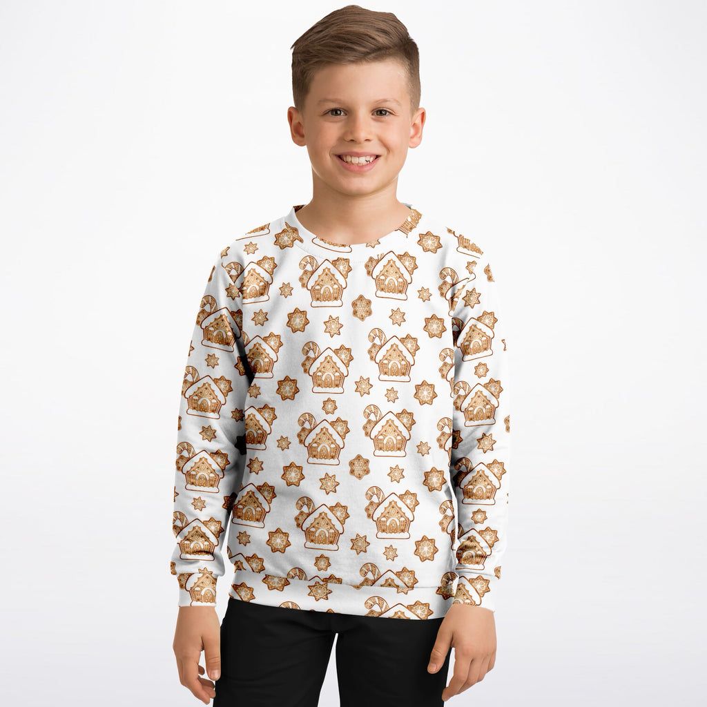 Kids Christmas Gingerbread House Sweatshirt – Ultra Soft & Stretchy, Cozy Fleece or Lightweight Sports Fabric Sweatshirt – Ultra Soft & Stretchy, Cozy Fleece or Lightweight Sports Fabric