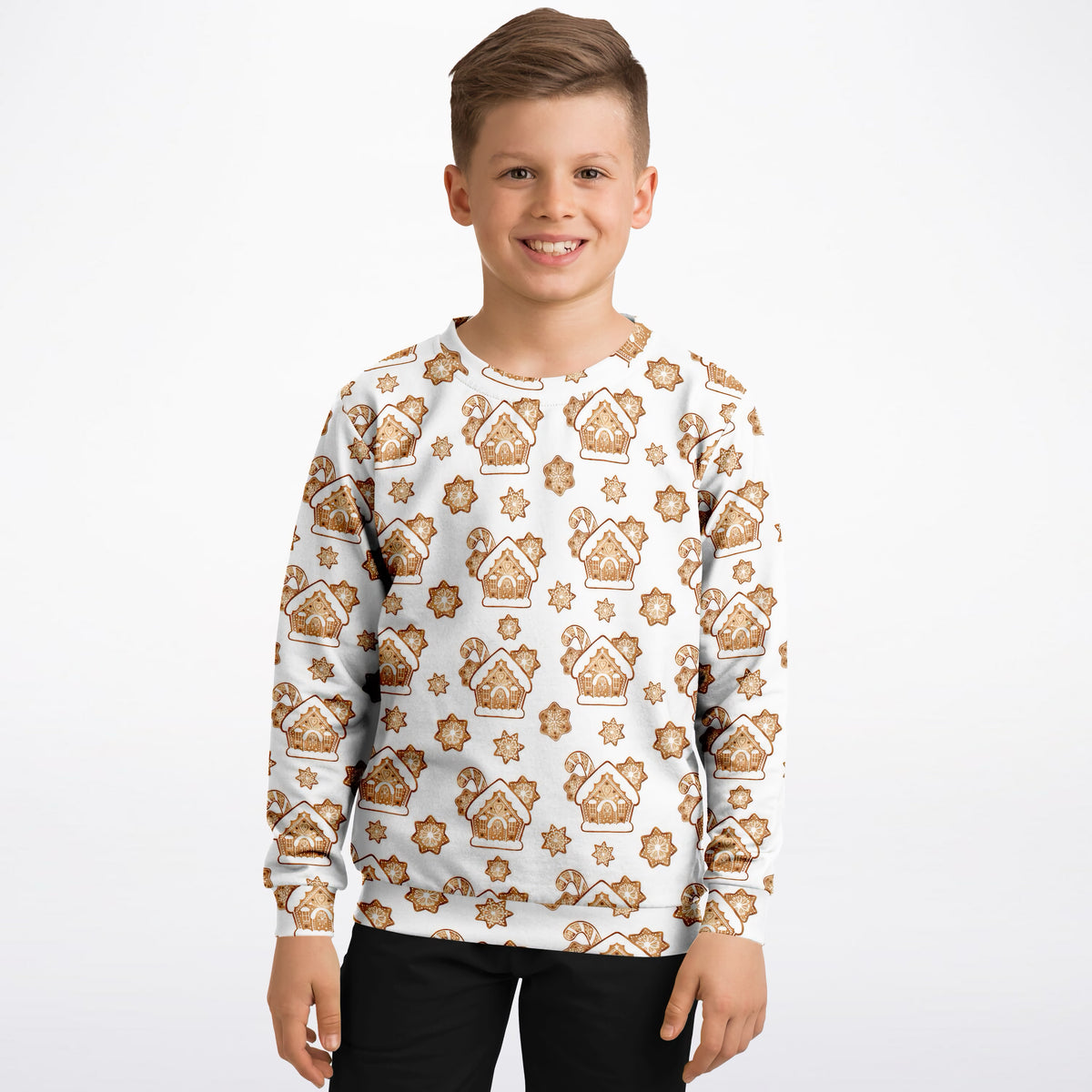 Kids Christmas Gingerbread House Sweatshirt – Ultra Soft & Stretchy, Cozy Fleece or Lightweight Sports Fabric Sweatshirt – Ultra Soft & Stretchy, Cozy Fleece or Lightweight Sports Fabric