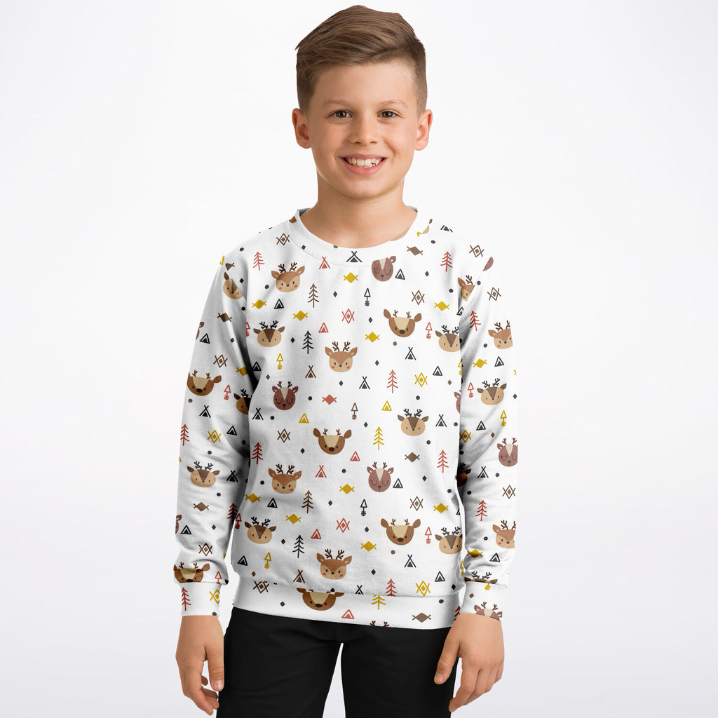 Kids Cute Woodland Reindeer Sweatshirt – Ultra Soft & Stretchy, Cozy Fleece or Lightweight Sports Fabric Sweatshirt – Ultra Soft & Stretchy, Cozy Fleece or Lightweight Sports Fabric
