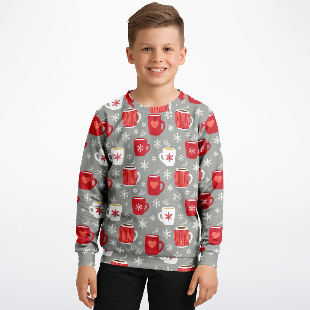Kids Christmas Hot Cocoa Sweatshirt – Ultra Soft & Stretchy, Cozy Fleece or Lightweight Sports Fabric Sweatshirt – Ultra Soft & Stretchy, Cozy Fleece or Lightweight Sports Fabric