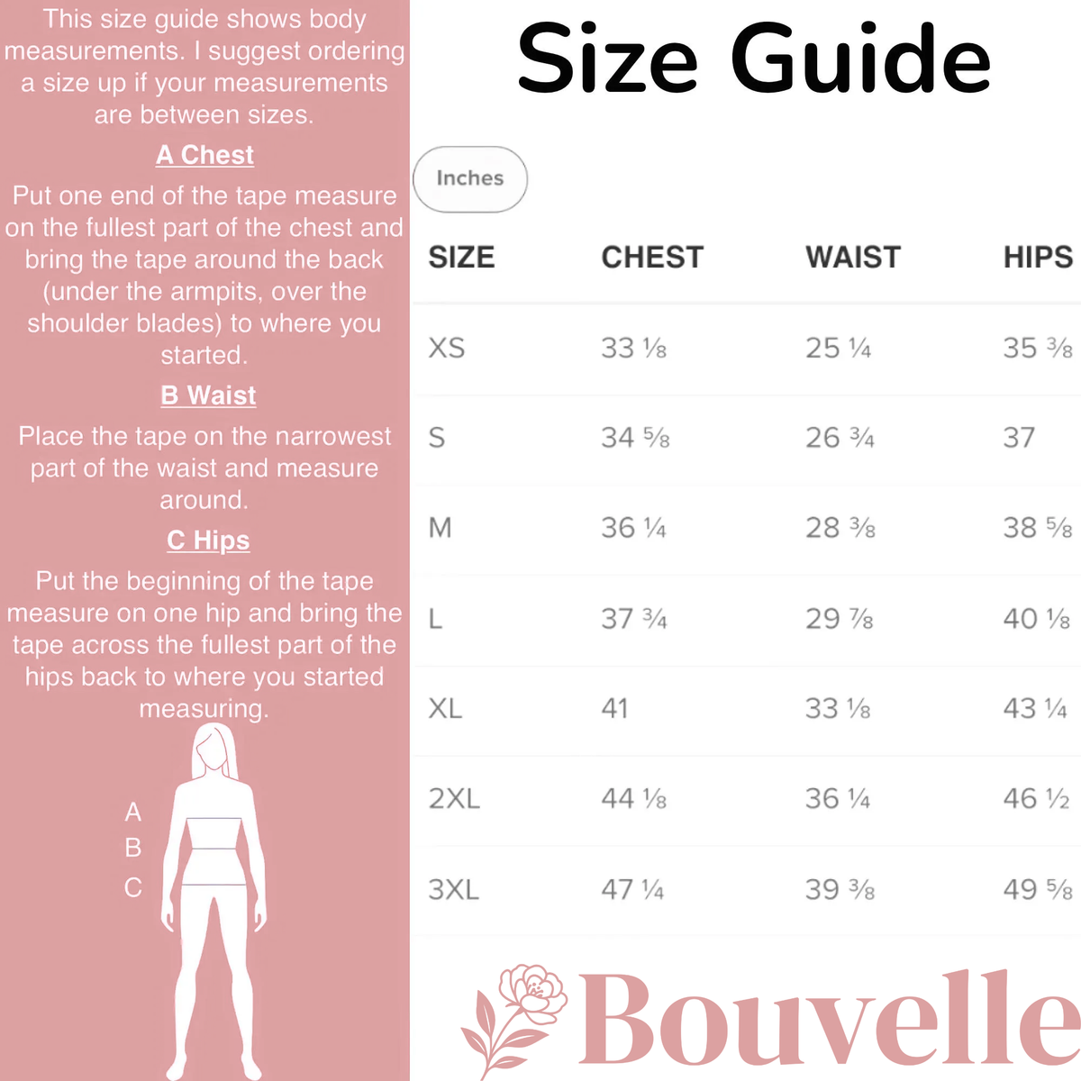 Size guide for Women's Red & Green Candy Cane Christmas Buttery Soft Swimsuit With UPF 50+