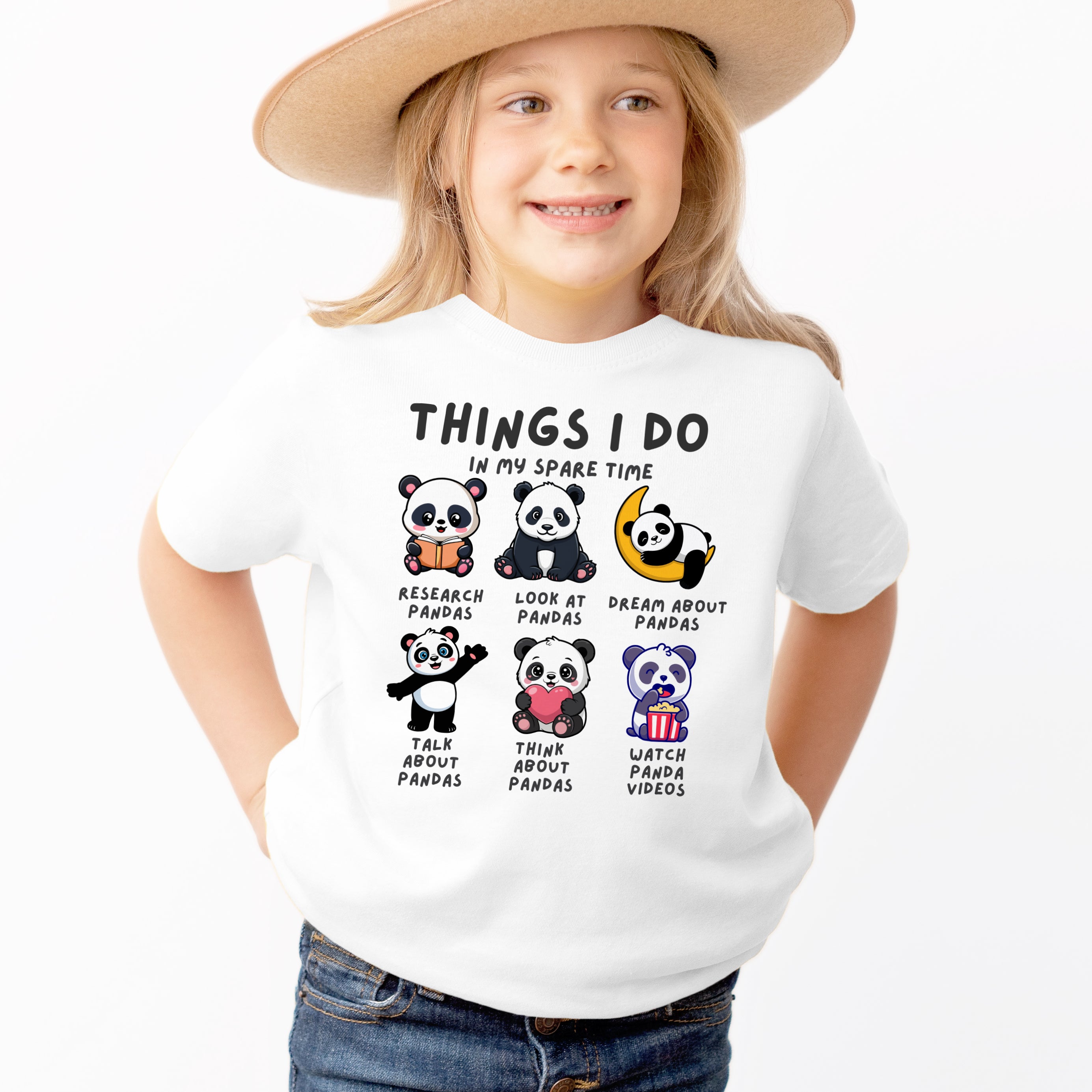Kids ‘Things I Do In My Spare Time’ Panda T-Shirt - Soft Lightweight Cotton Tee