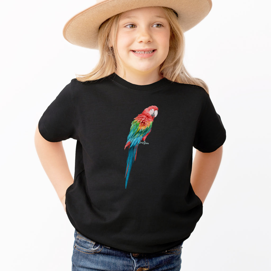 Kids Colorful Tropical Parrot T-Shirt - Soft Lightweight Cotton Tee