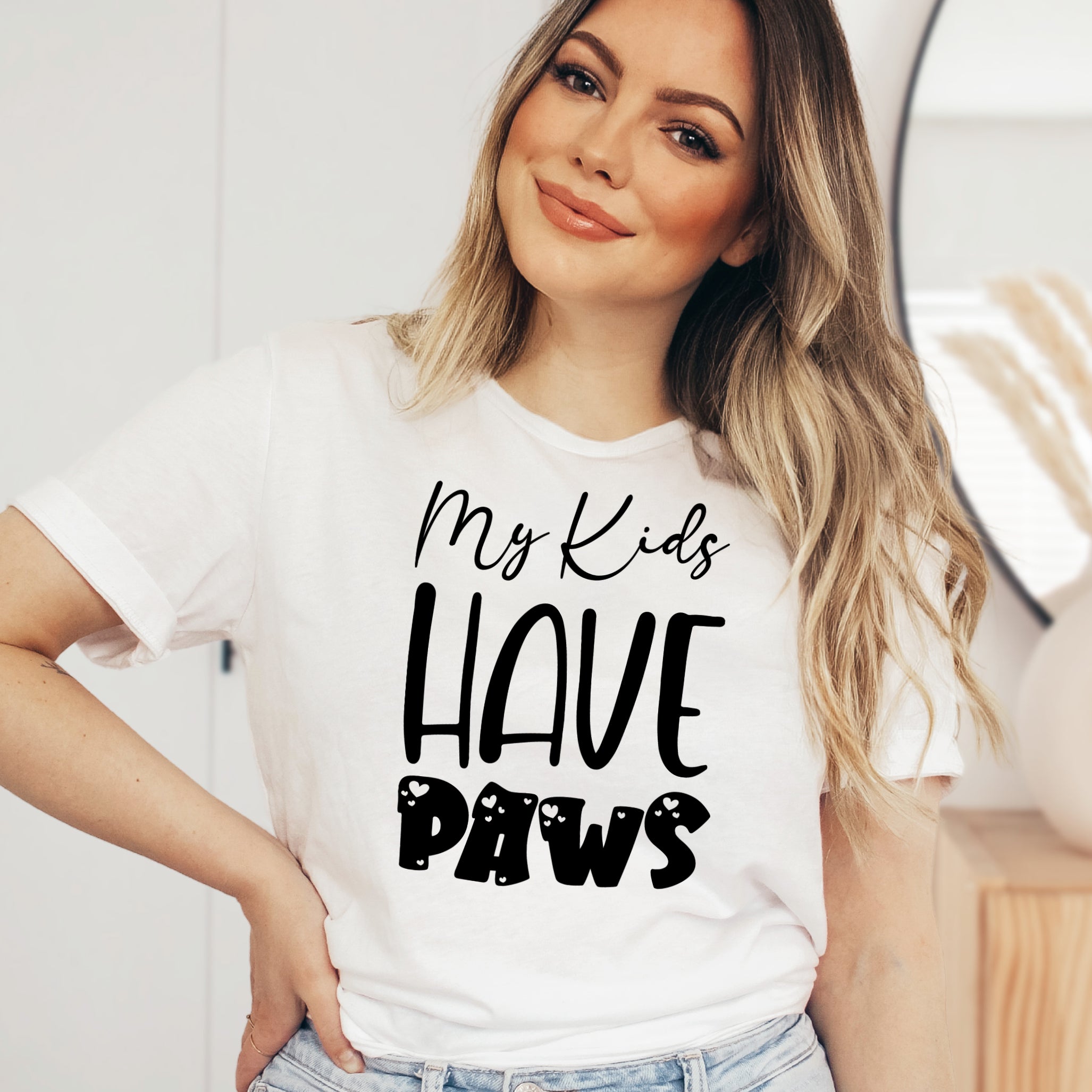 My Kids Have Paws Graphic T-Shirt - Soft Lightweight Cotton Pre-Shrunk Tee