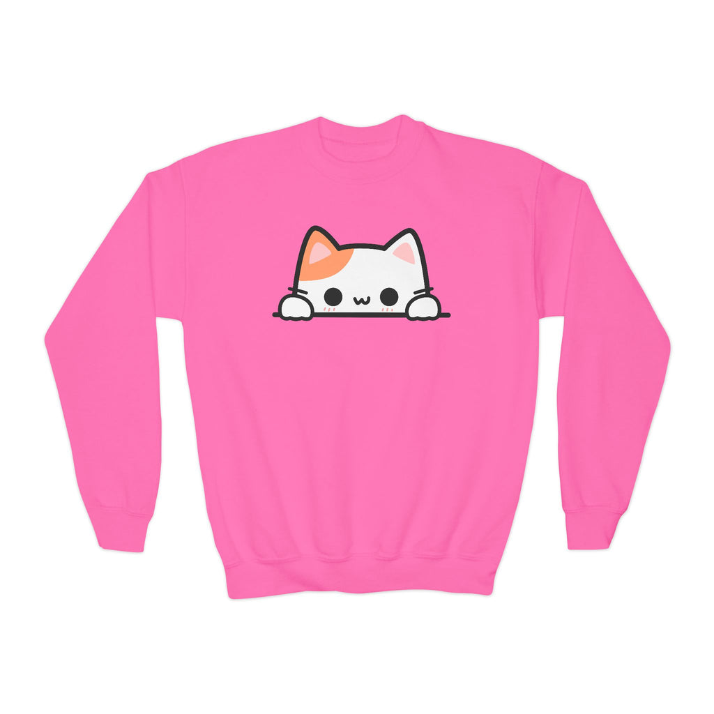 Girls Peeking Cat Sweatshirt – Cozy, Adorable, and Perfect for Everyday Fun