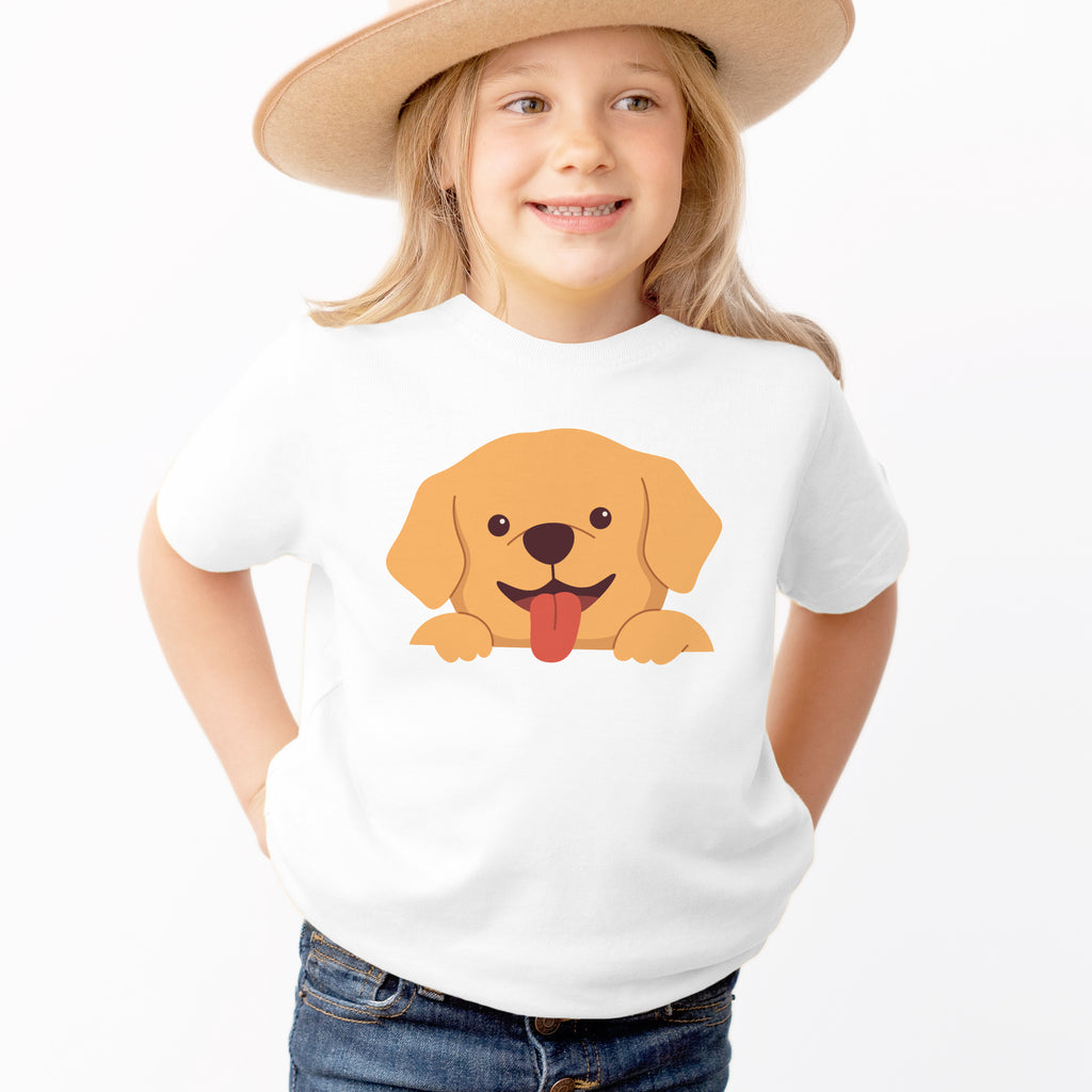 Kids Peeking Puppy T-Shirt - Soft Lightweight Cotton Tee