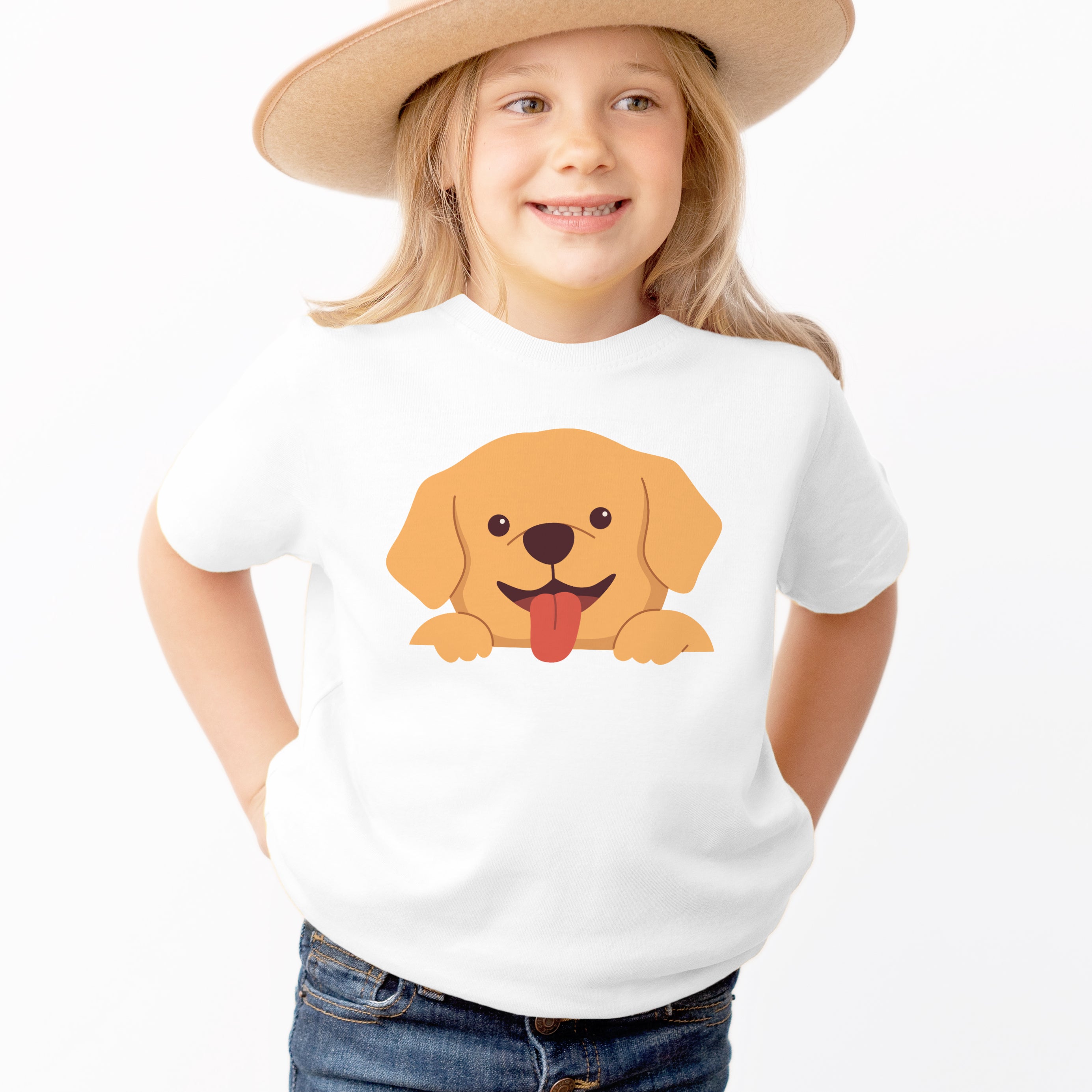 Kids Peeking Puppy T-Shirt - Soft Lightweight Cotton Tee