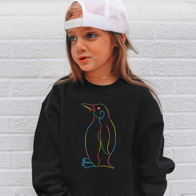 Kids Colorful Penguin Outline Sweatshirt