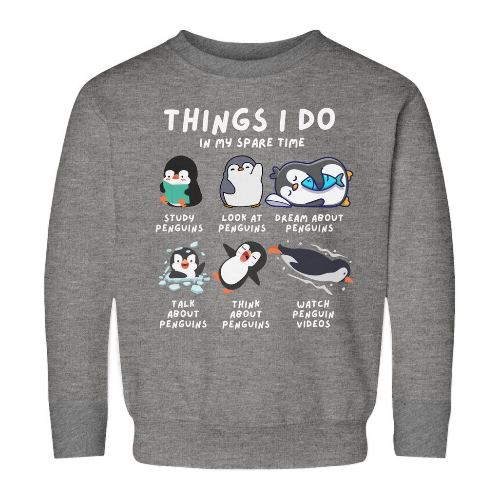 Kids’ “Things I Do In My Spare Time” Penguin Sweatshirt - Cozy, Playful, and Stylish Youth Clothing