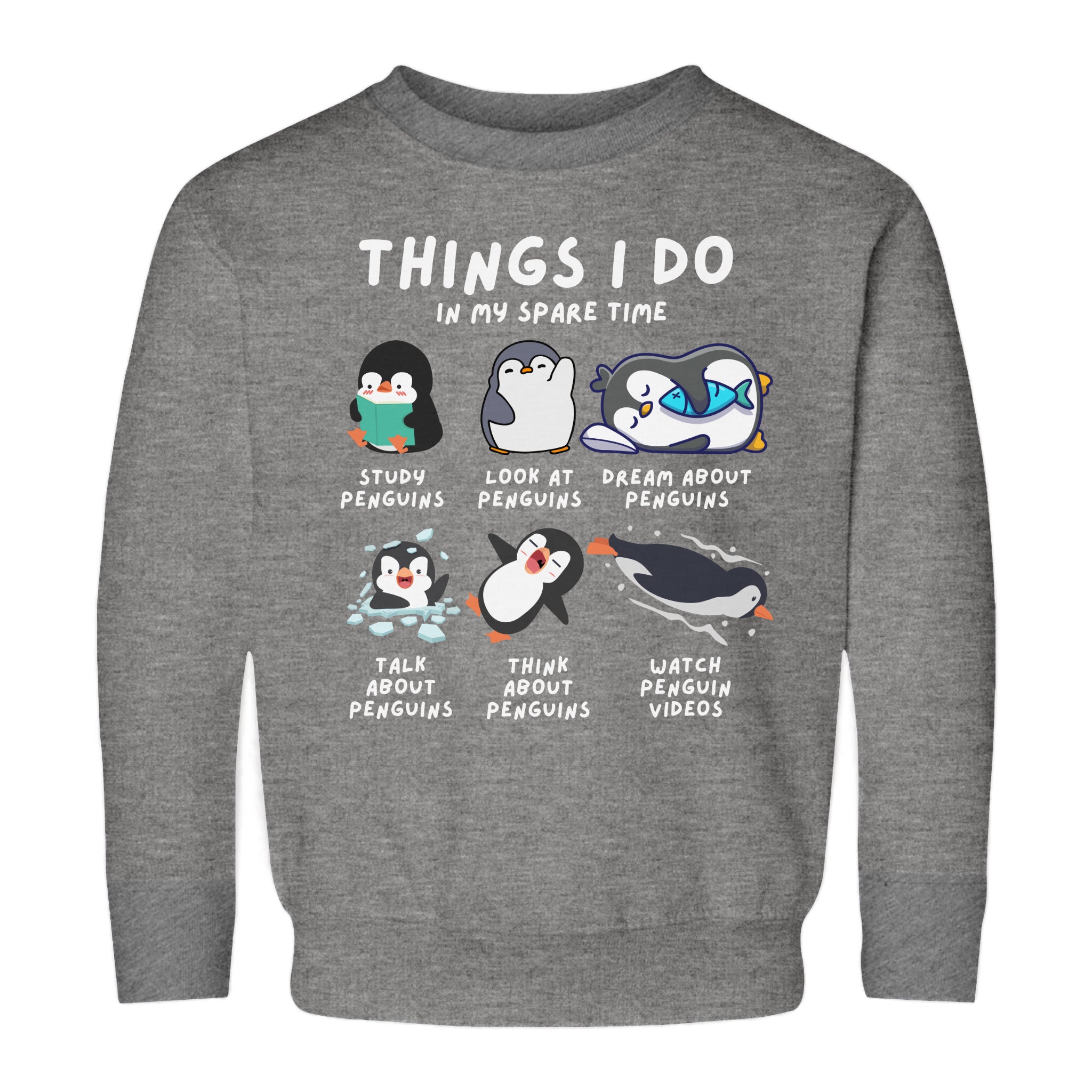 Kids’ “Things I Do In My Spare Time” Penguin Sweatshirt - Cozy, Playful, and Stylish Youth Clothing