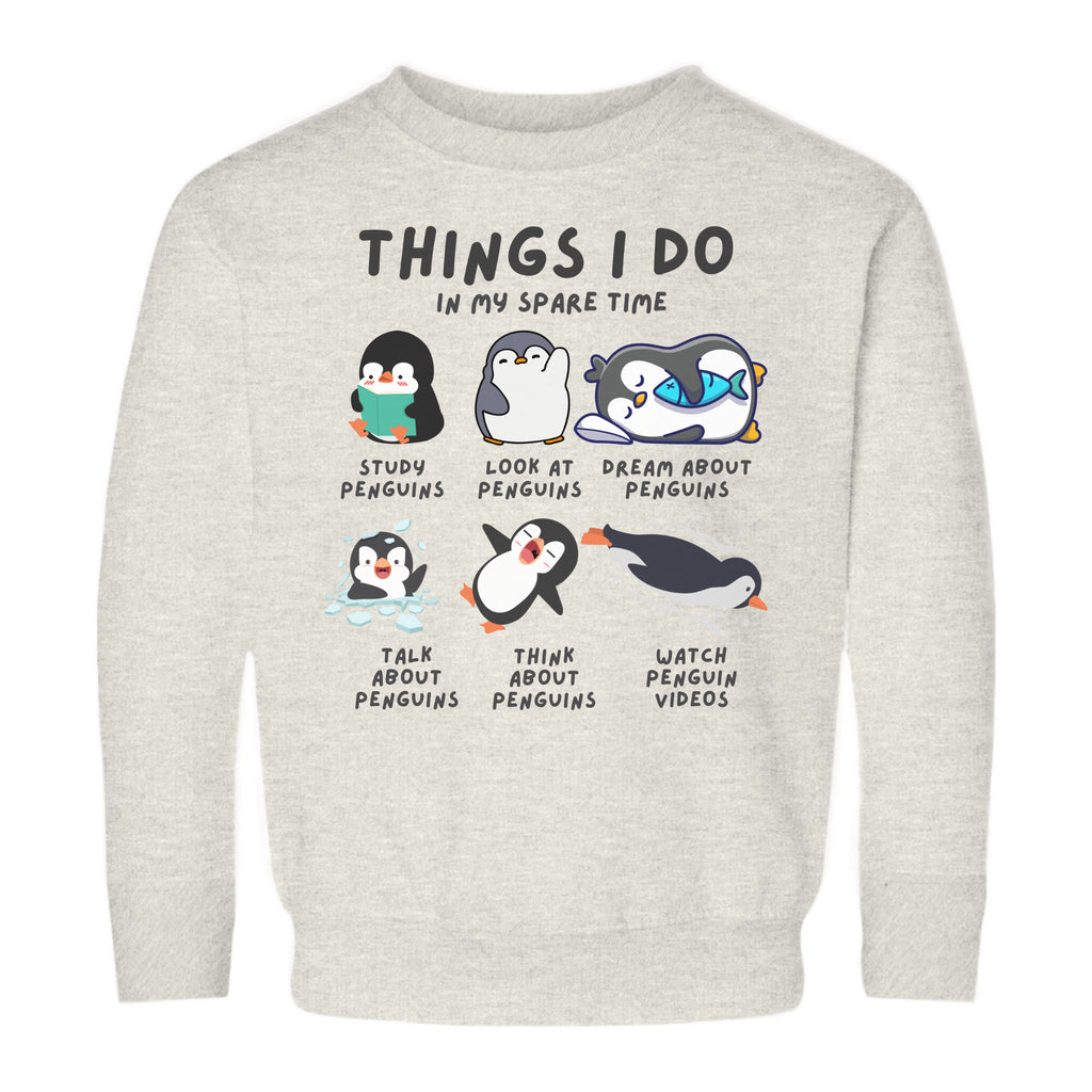 Kids’ “Things I Do In My Spare Time” Penguin Sweatshirt - Cozy, Playful, and Stylish Youth Clothing