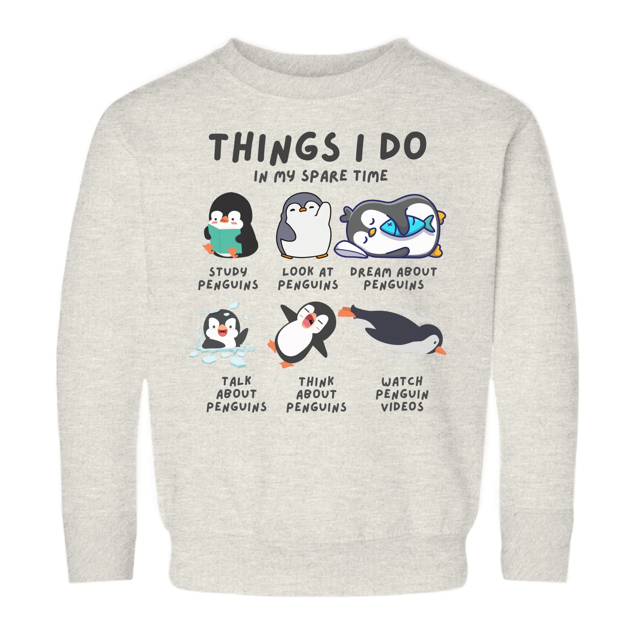 Kids’ “Things I Do In My Spare Time” Penguin Sweatshirt - Cozy, Playful, and Stylish Youth Clothing