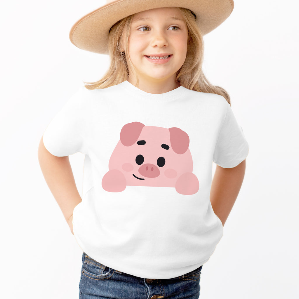 Kids Peeking Pig T-Shirt - Soft Lightweight Cotton Tee