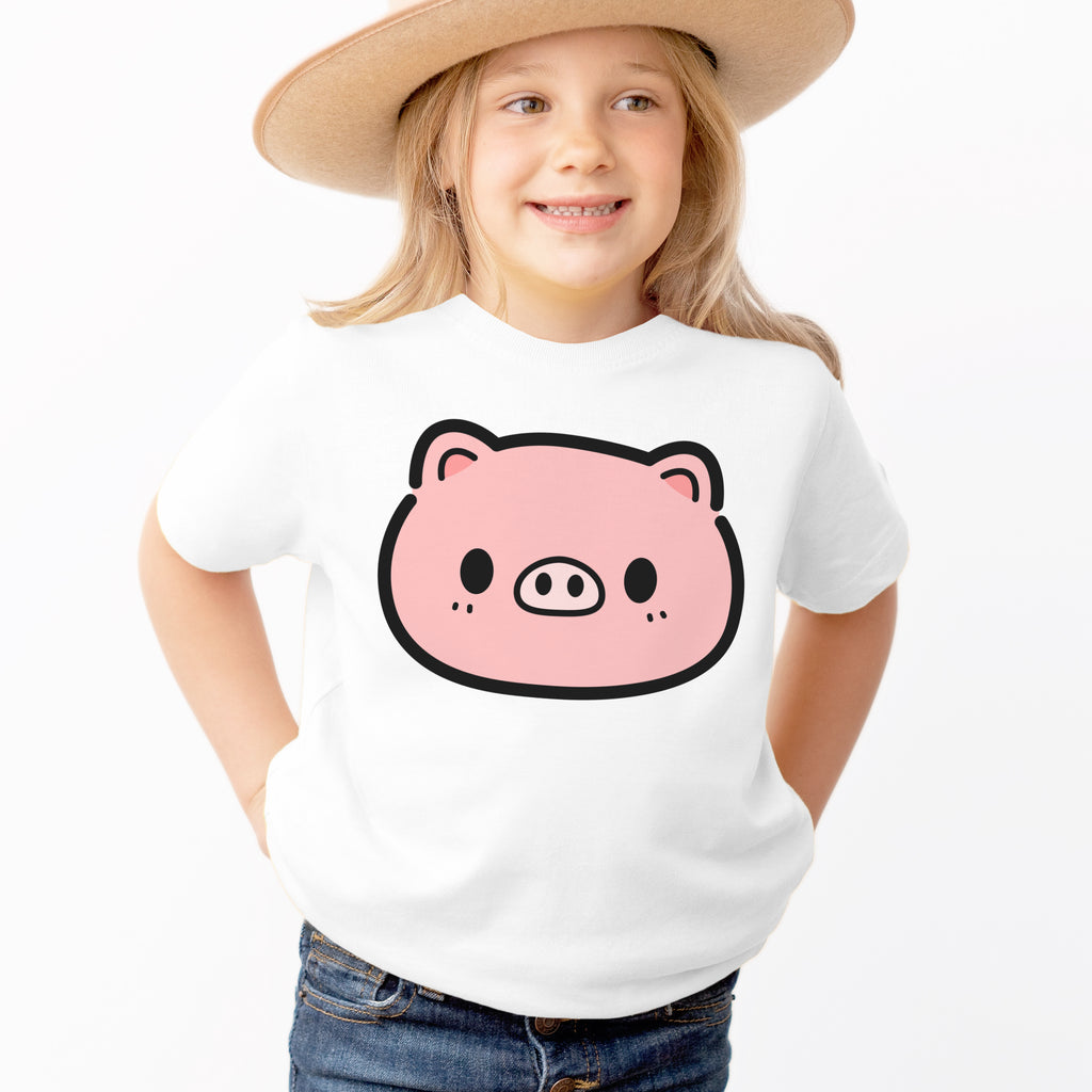 Kids Pig Face T-Shirt - Soft Lightweight Cotton Tee