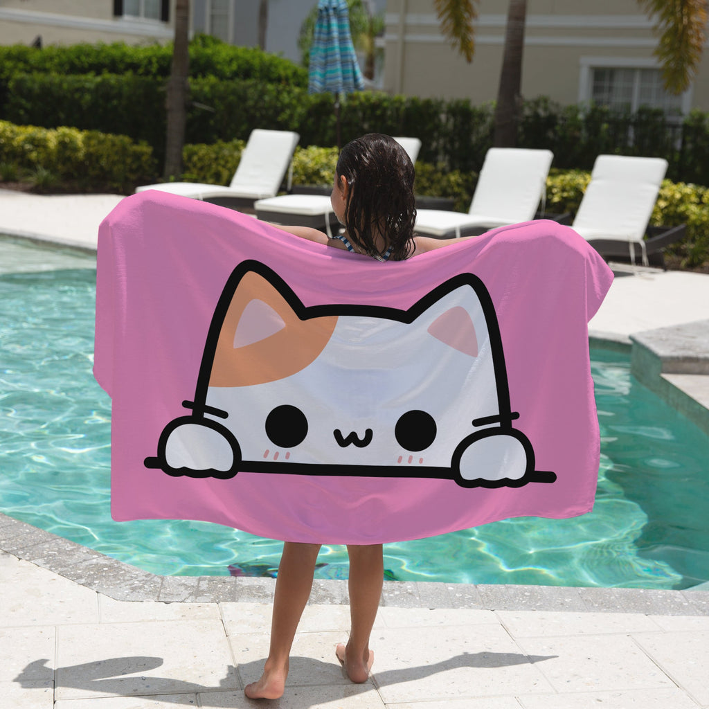 Girls Peeking Cat Towel