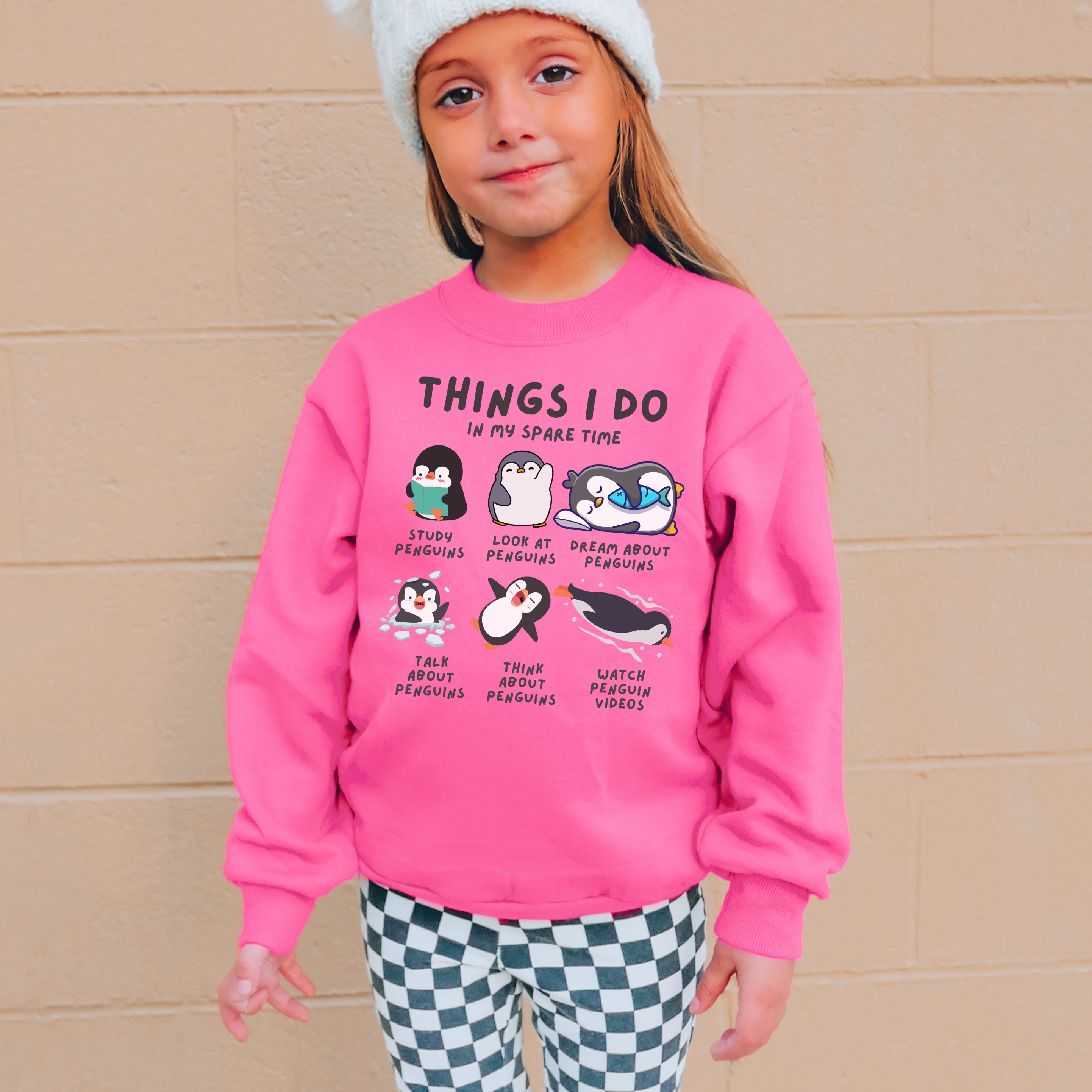 Kids’ “Things I Do In My Spare Time” Penguin Sweatshirt - Cozy, Playful, and Stylish Youth Clothing