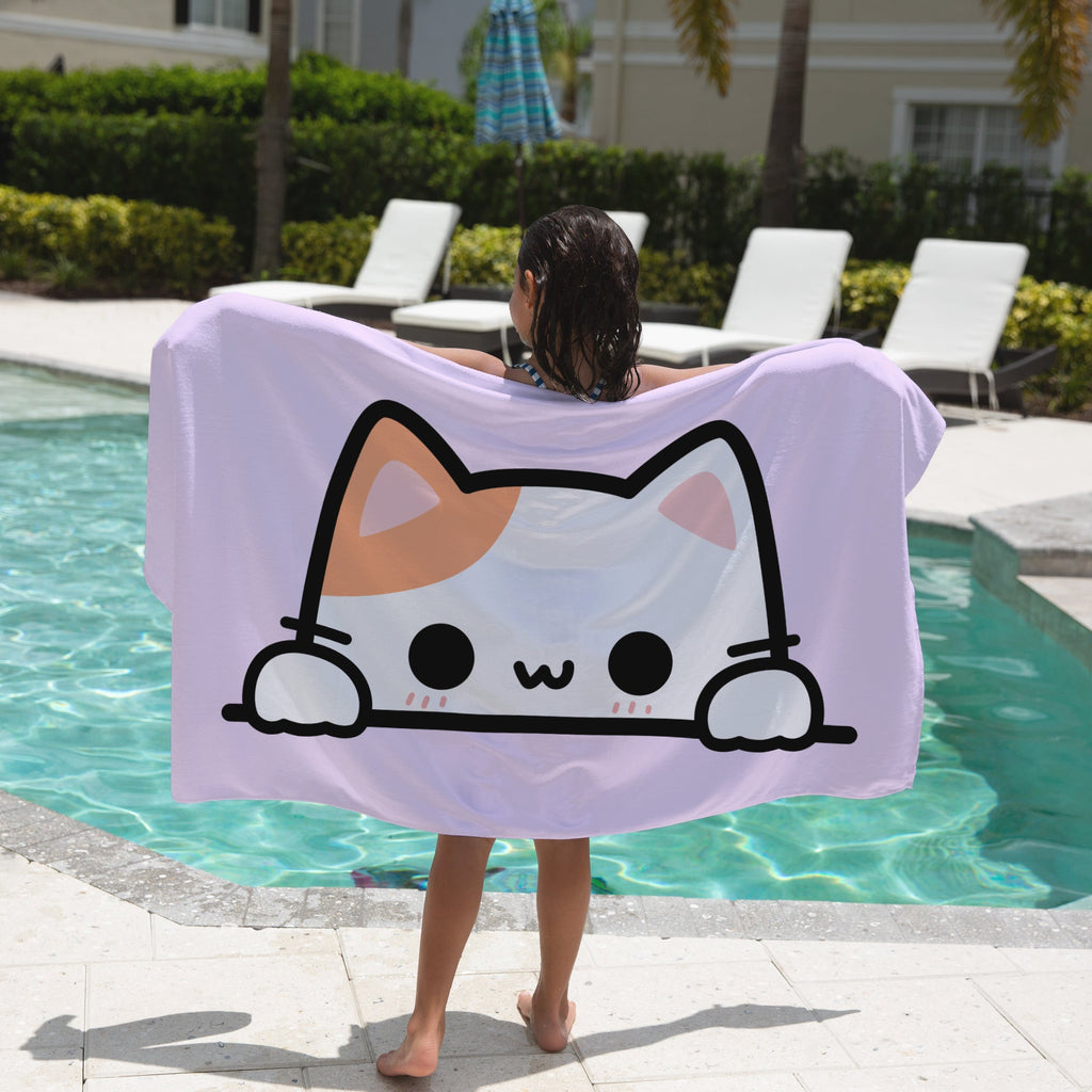 Girls Peeking Cat Towel