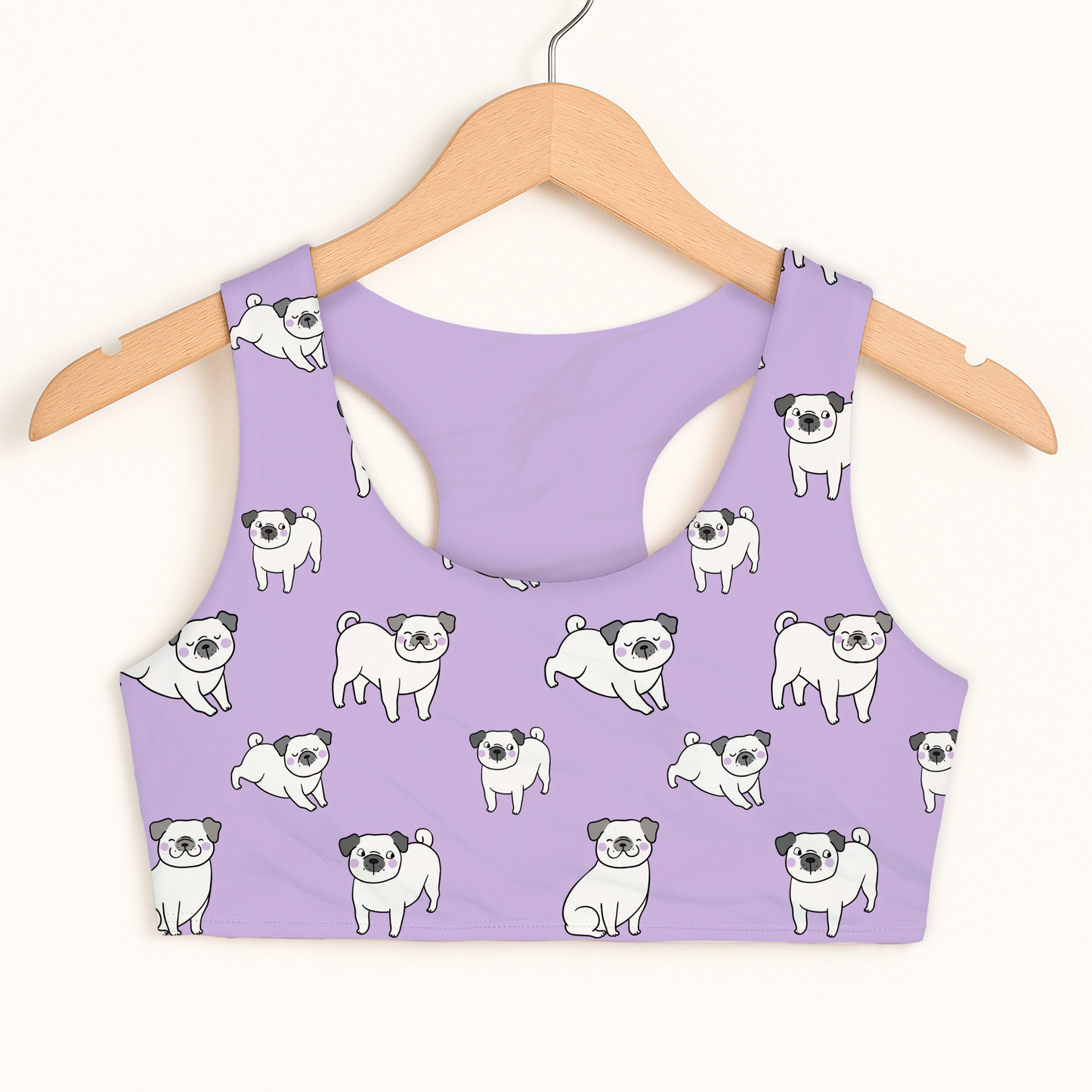 Girls Purple Pug Sports Bra
