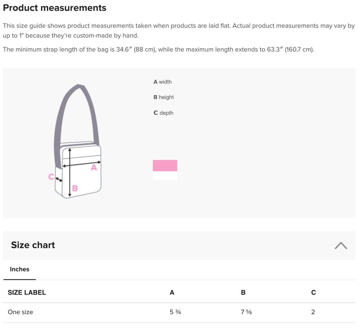 Size guide for Girls Purple Corgi Crossbody Purse
