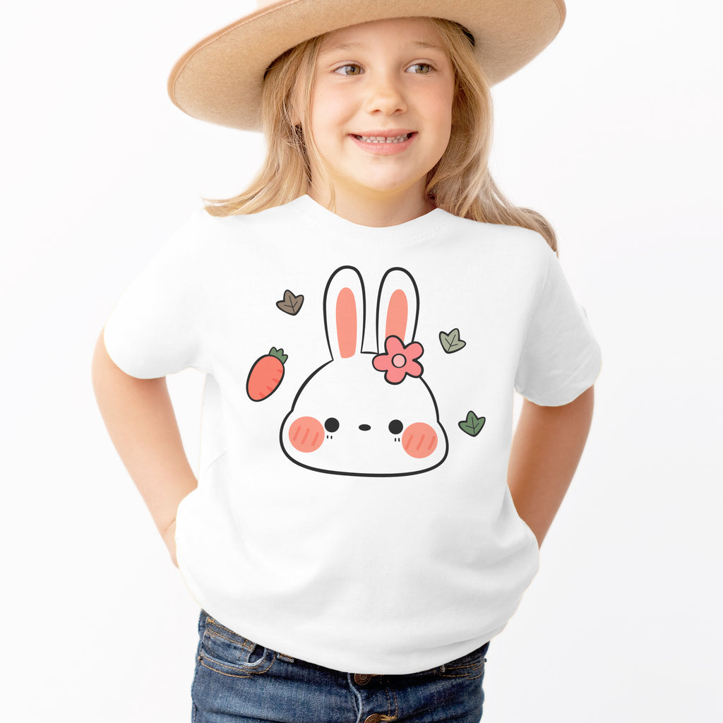 Kids Rabbit Flower Carrot T-Shirt - Soft Lightweight Cotton Tee