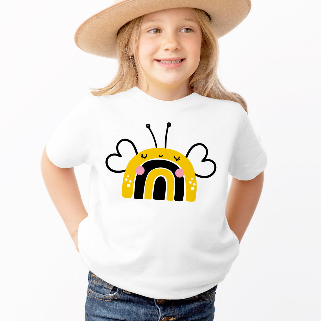 Kids Bumblebee Rainbow T-Shirt - Soft Lightweight Cotton Tee