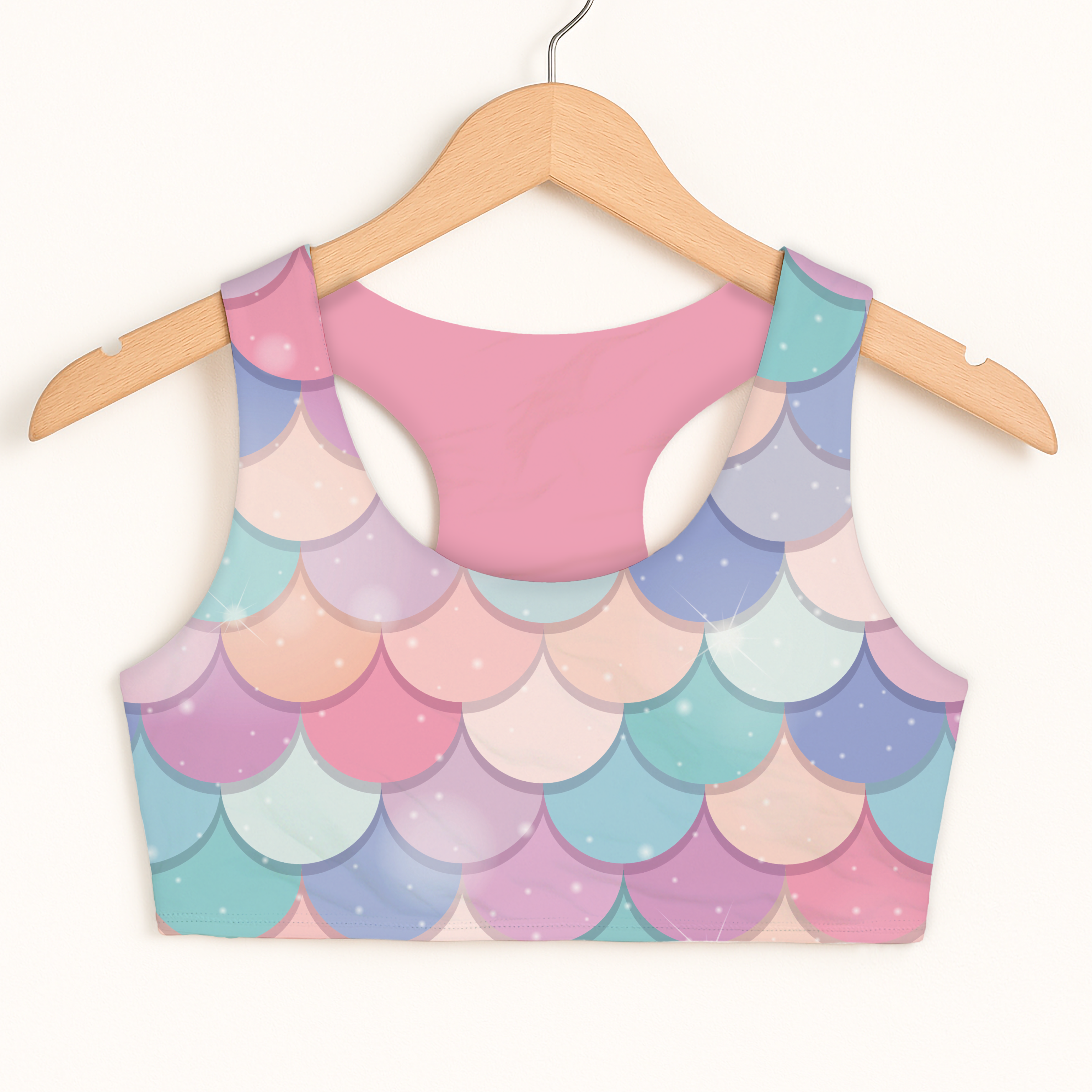 Girls Rainbow Mermaid Sports Bra - Quick Drying, Double Layered Comfort