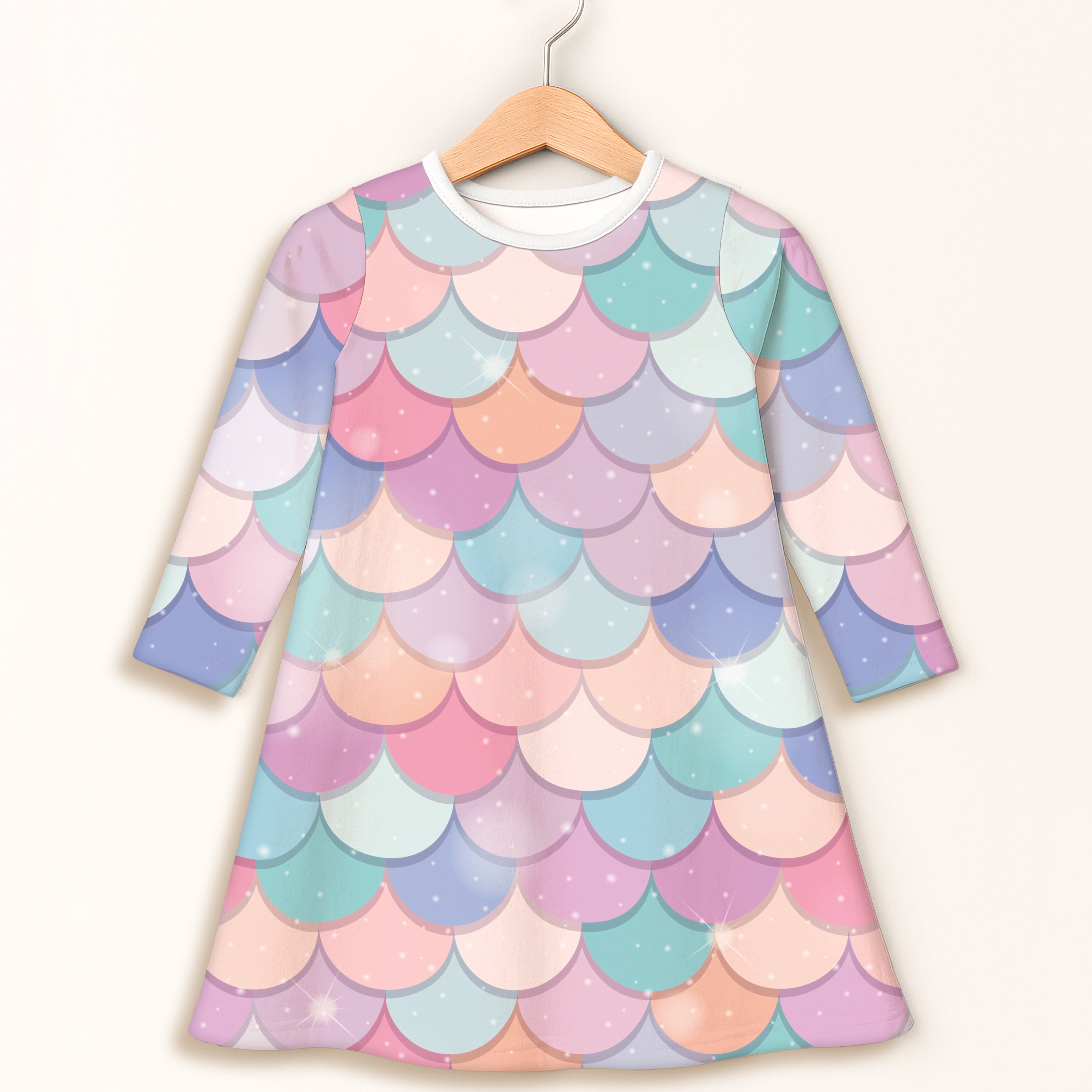 Girls Rainbow Mermaid Long Sleeve Dress