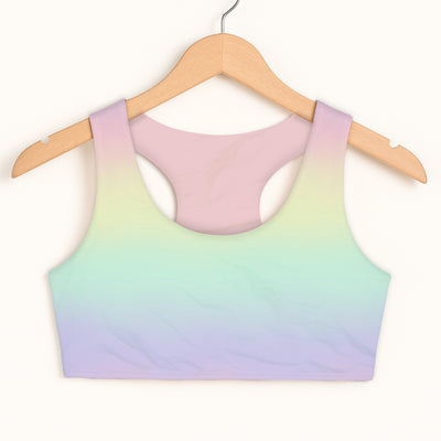 Girls Pastel Rainbow Sports Bra - Quick Drying, Double Layered Comfort