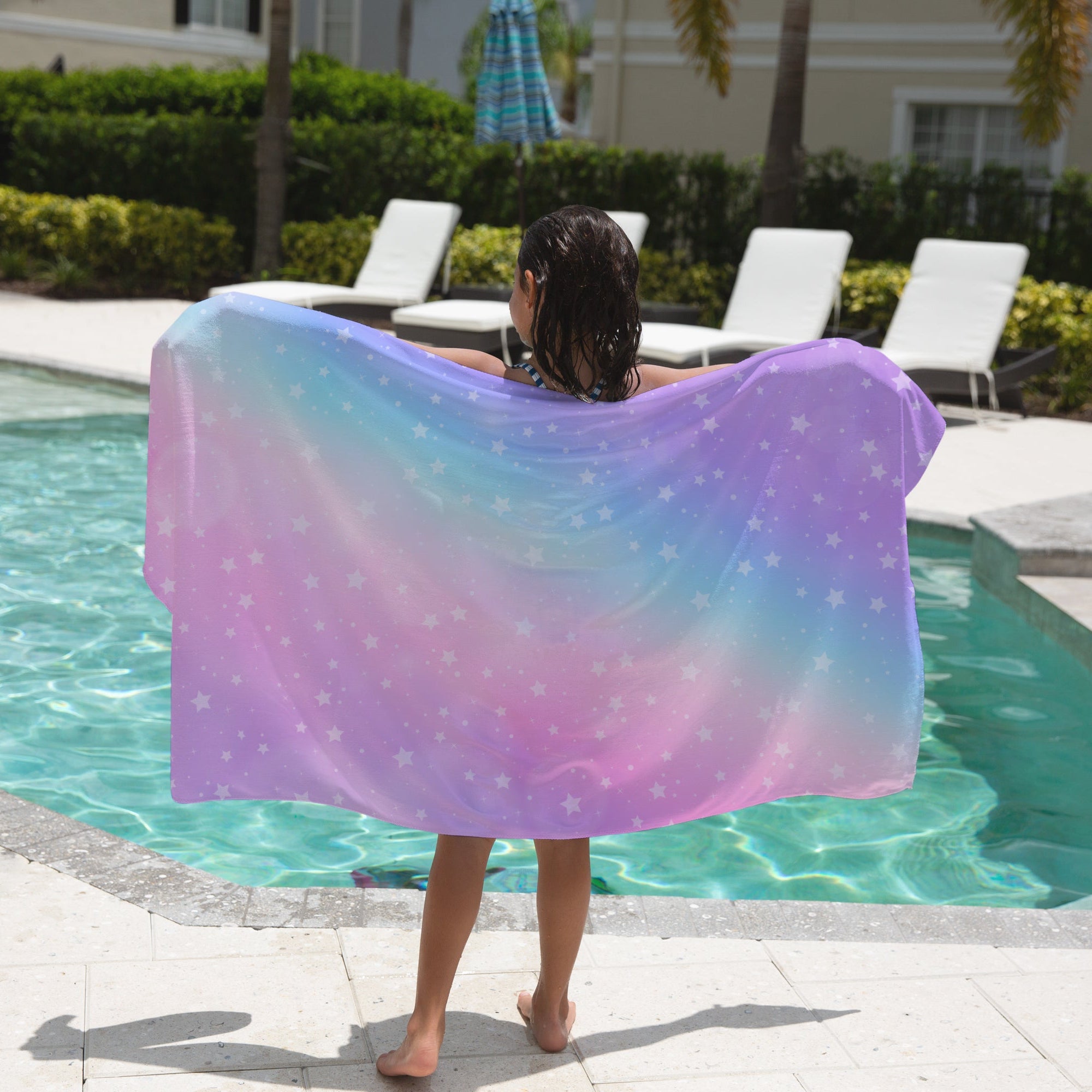 Girls Rainbow Stars Towel