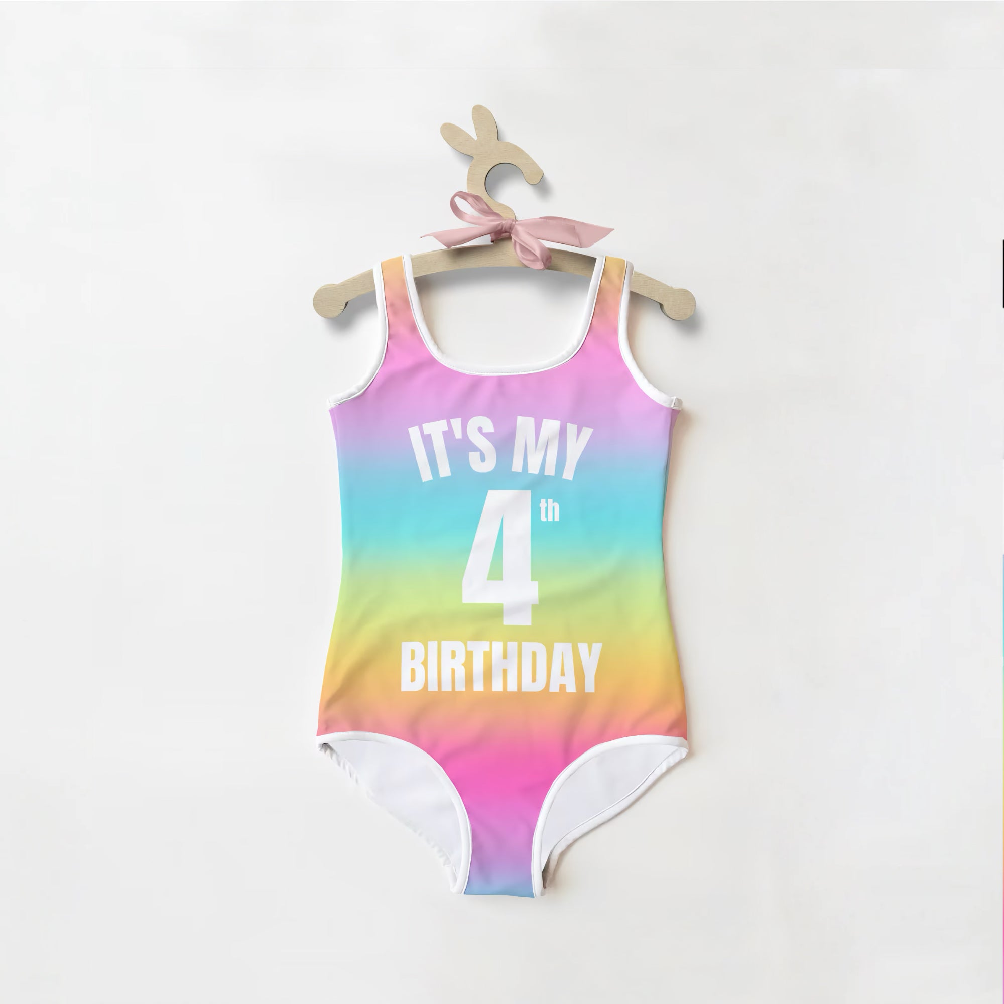 Girls Custom Bright Rainbow It's My Birthday Swimsuit