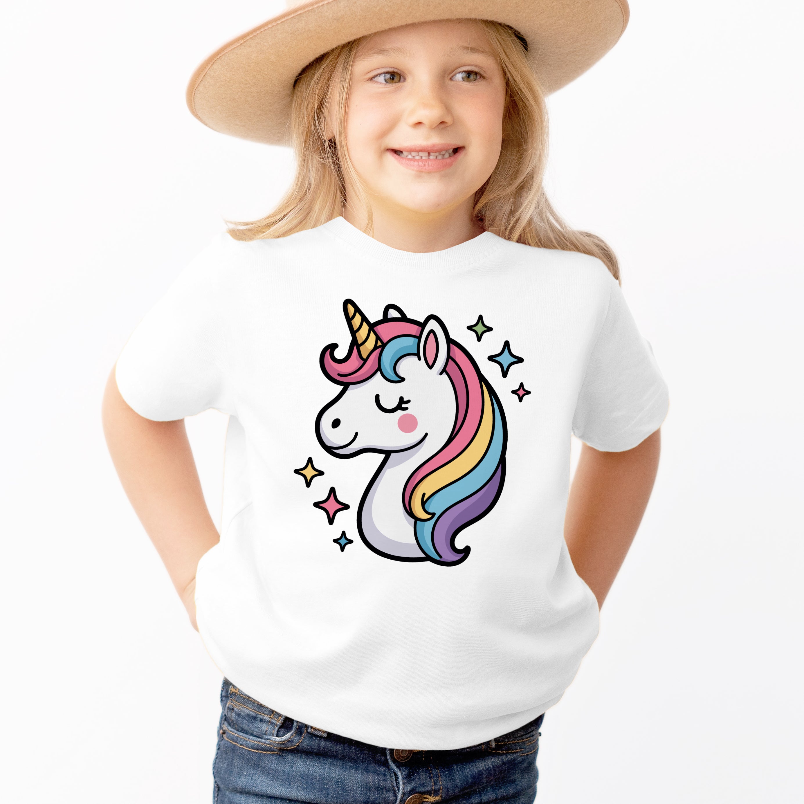 Girls Rainbow Unicorn Mane T-Shirt - Soft Lightweight Cotton Tee