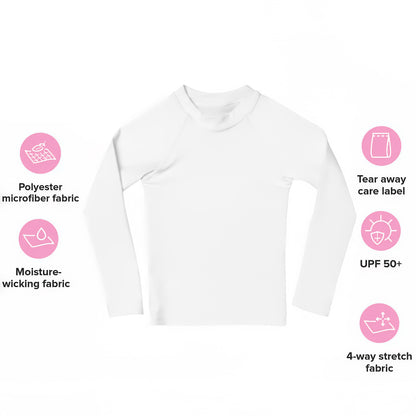 Kids Chocolate Ice Cream Waffle Cone With Sprinkles Long Sleeve Rash Guard Swim Shirt With UPF 50+