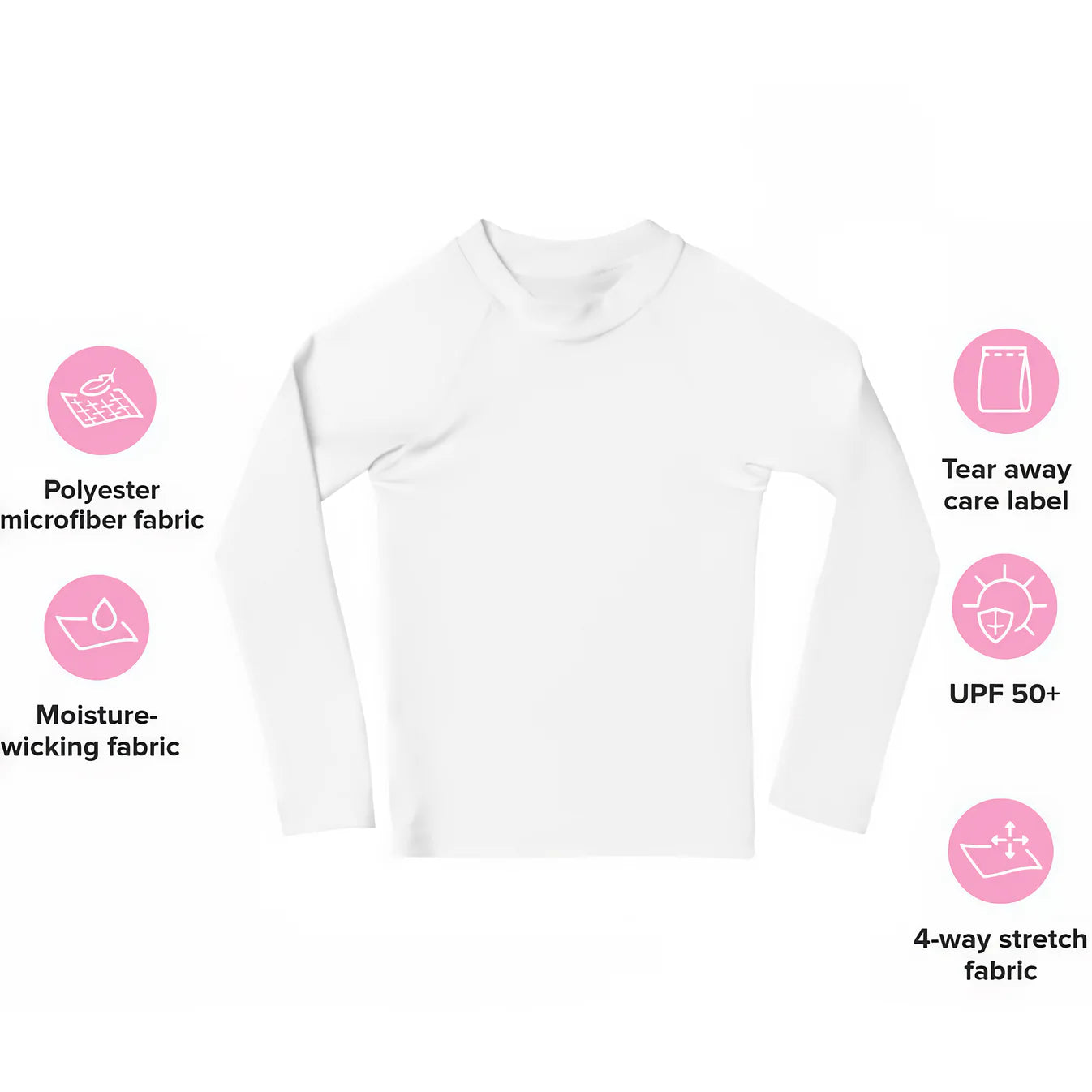 White long-sleeved girls bright rainbow custom age its my birthday rash guard swim shirt in polyester microfiber with upf 50+