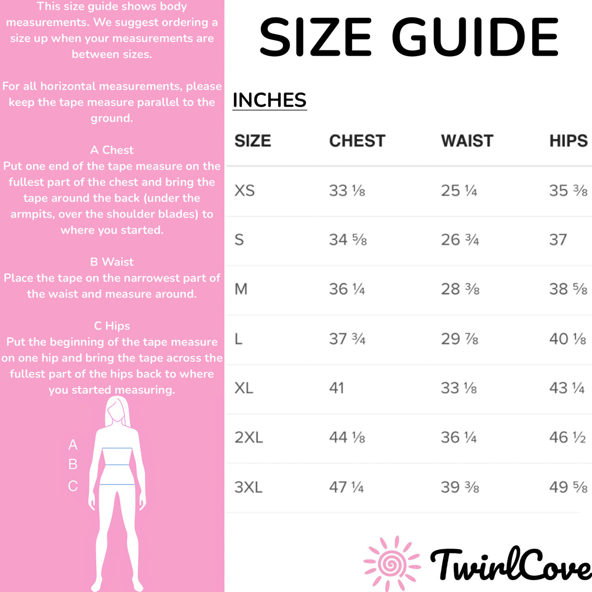 Size guide for Women's Purple Corgi Dog Buttery Soft Swimsuit With UPF 50+