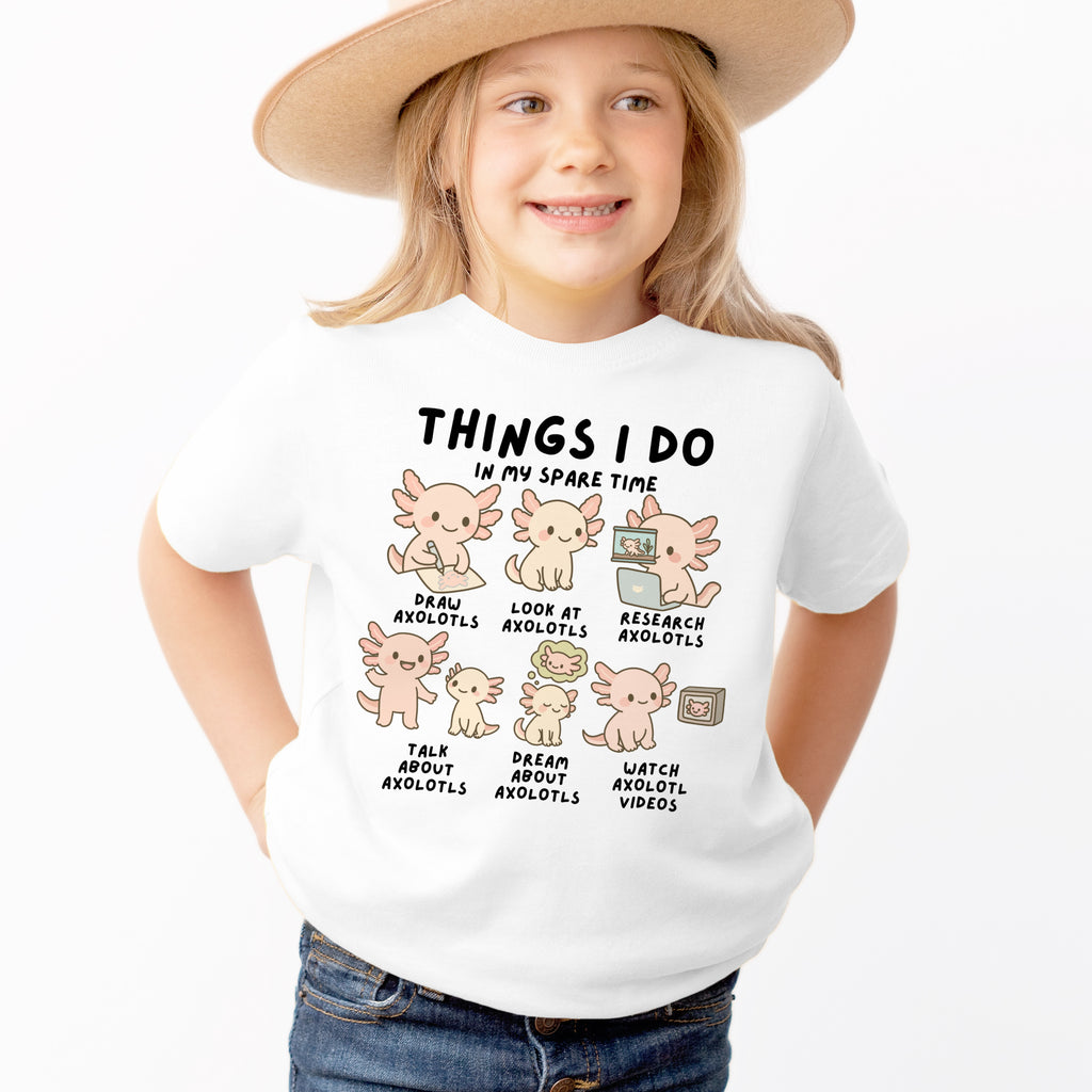 Kids ‘Things I Do In My Spare Time’ Axolotl T-Shirt - Soft Lightweight Cotton Tee