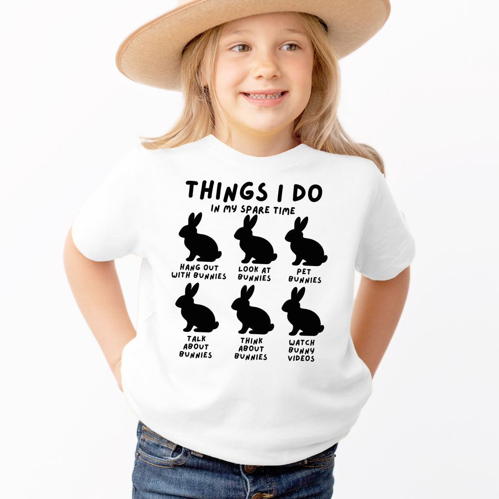 Kids 'Things I Do in My Spare Times' Bunny T-Shirt - Soft Lightweight Cotton Tee